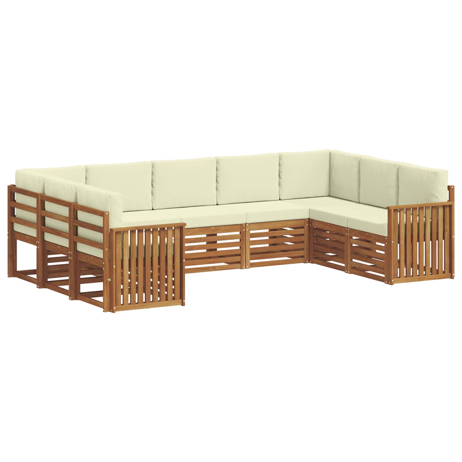 Ensemble de canapé d'angle avec coussin 9 pcs Naturel et Crème - XIOS