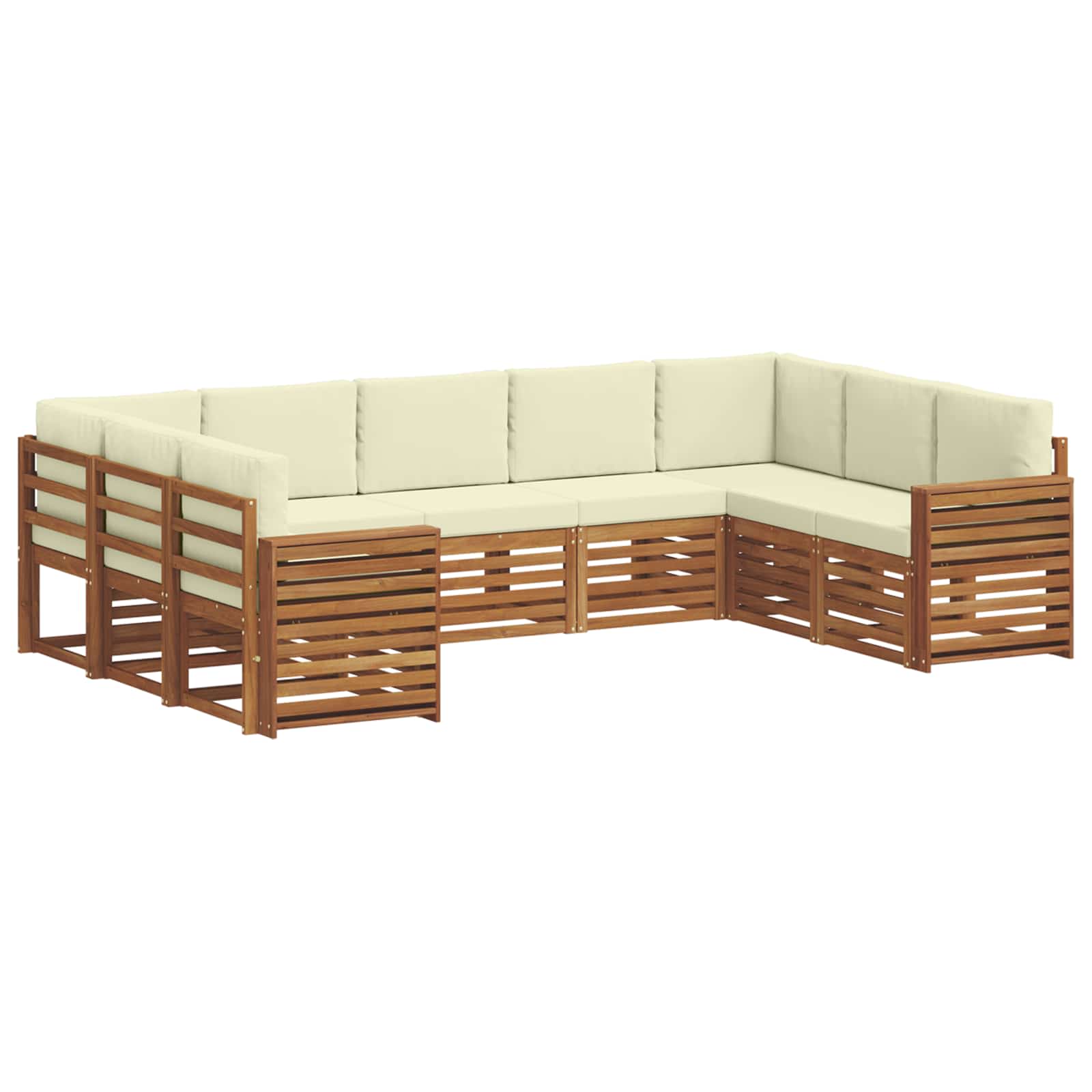 Ensemble de canapé d'angle avec coussin 9 pcs Naturel et Crème - XIOS