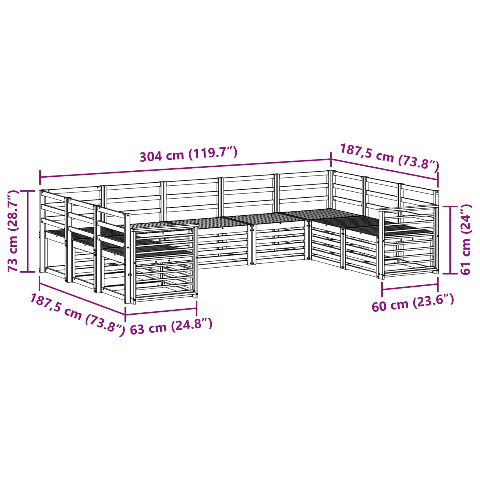 Ensemble de canapé d'angle 9 pcs Naturel - XIOS