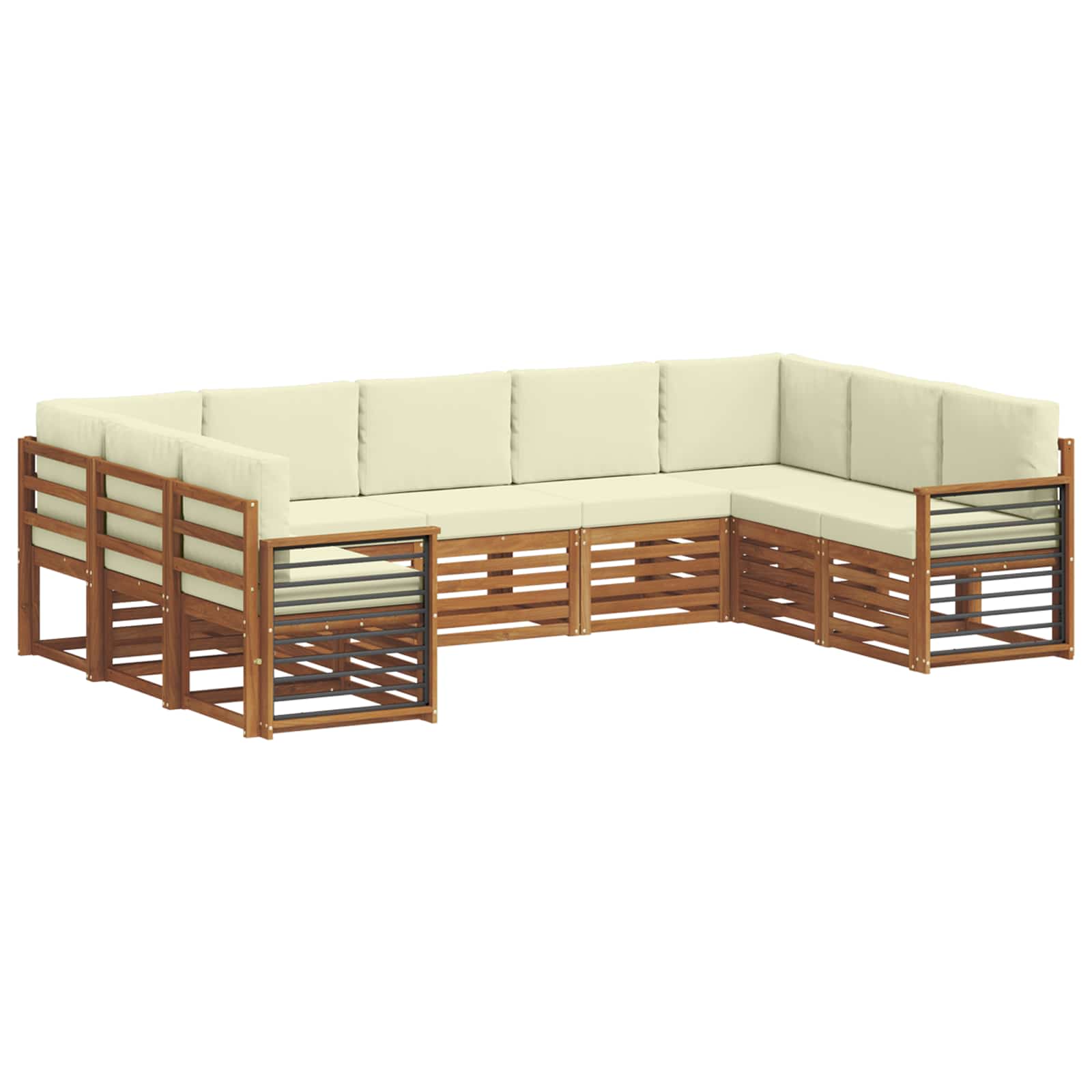 Ensemble de canapé d'angle avec coussin 9 pcs Naturel et Crème - XIOS