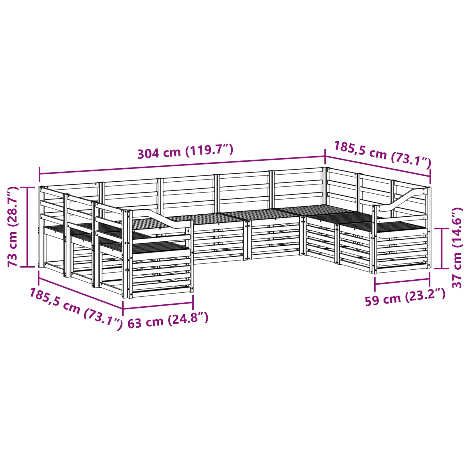 Ensemble de canapé d'angle 9 pcs Naturel - XIOS