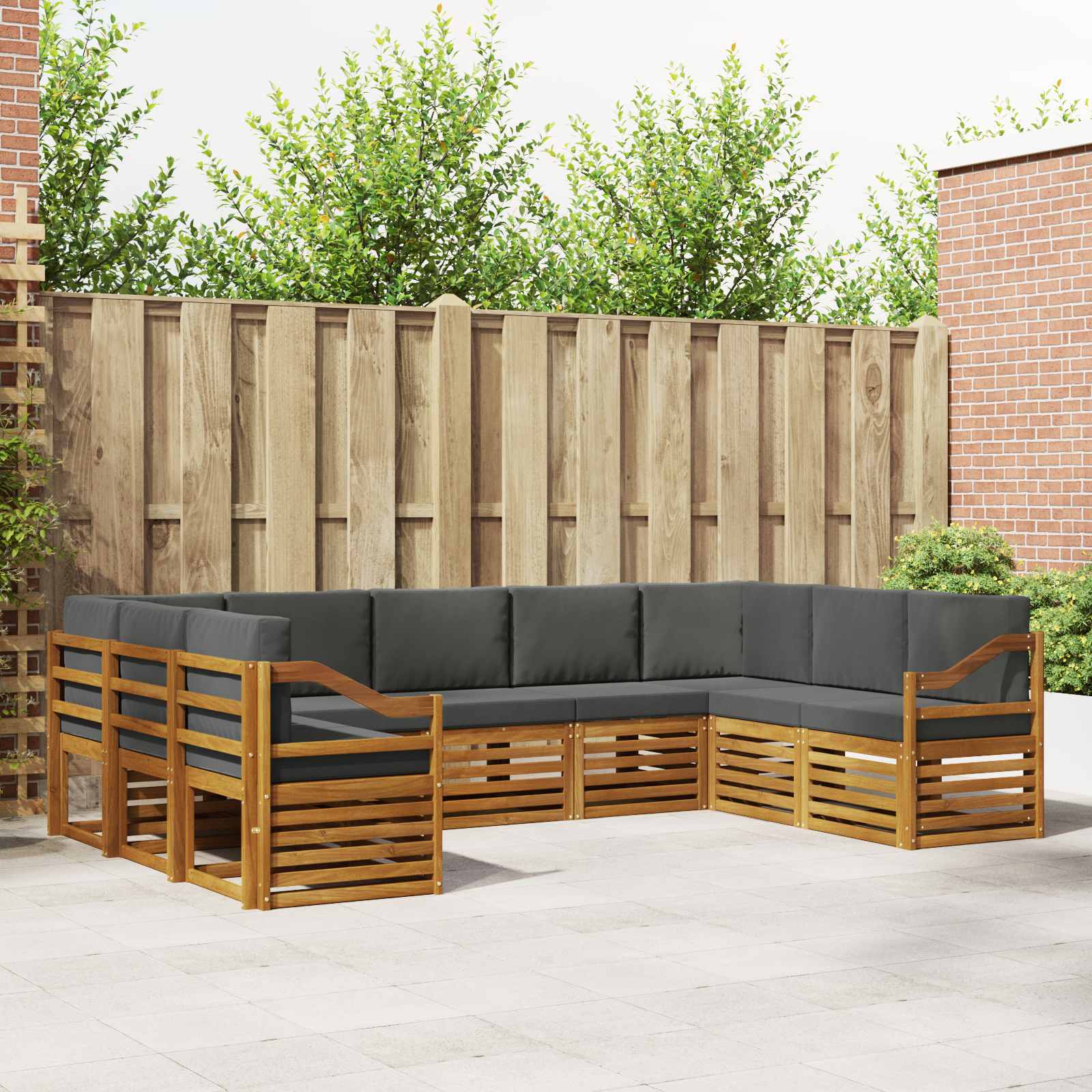 Ensemble de canapé d'angle 9 pcs Naturel et Anthracite - XIOS