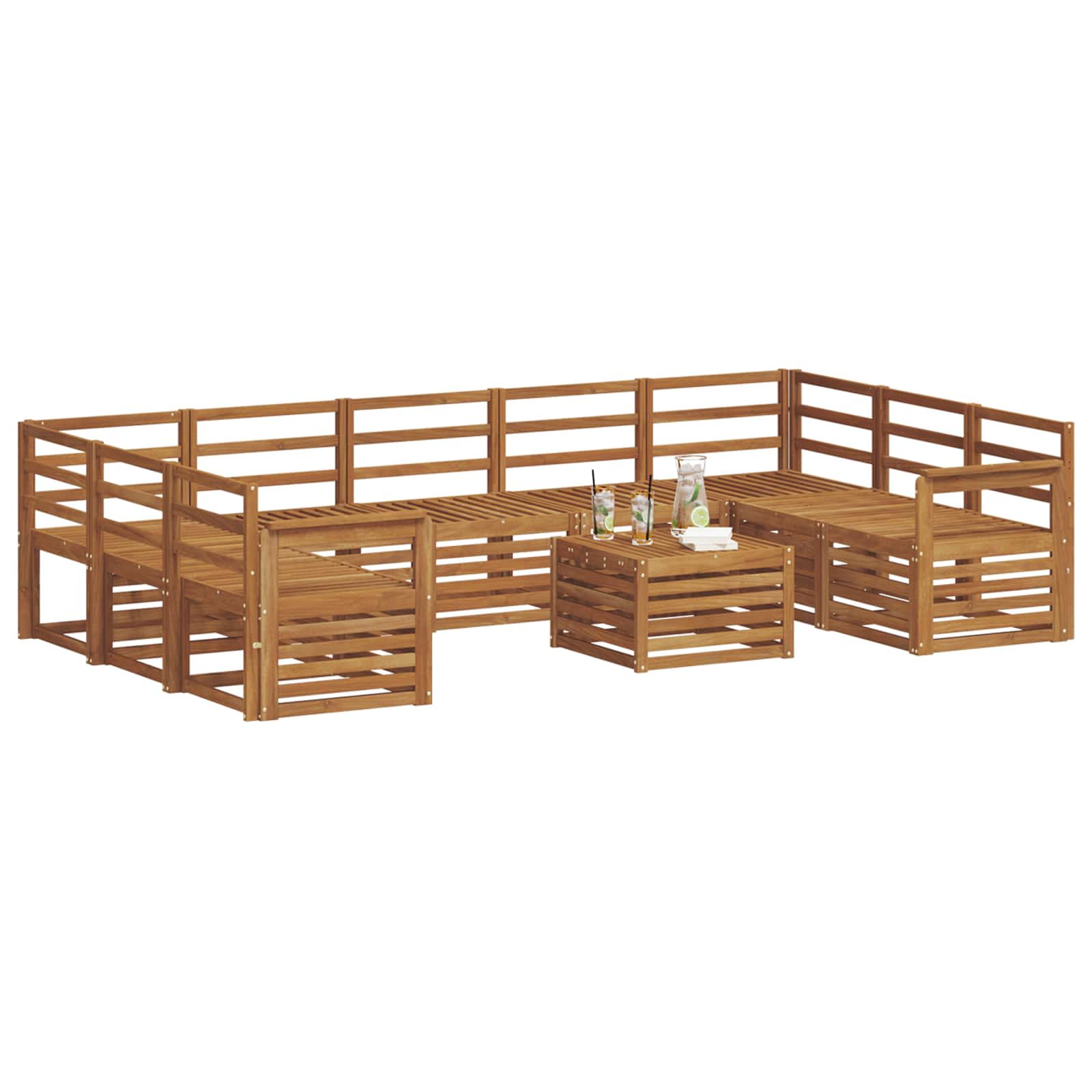 Ensembles de canapés 10 pcs Naturel Bois d'Acacia Massif - XIOS