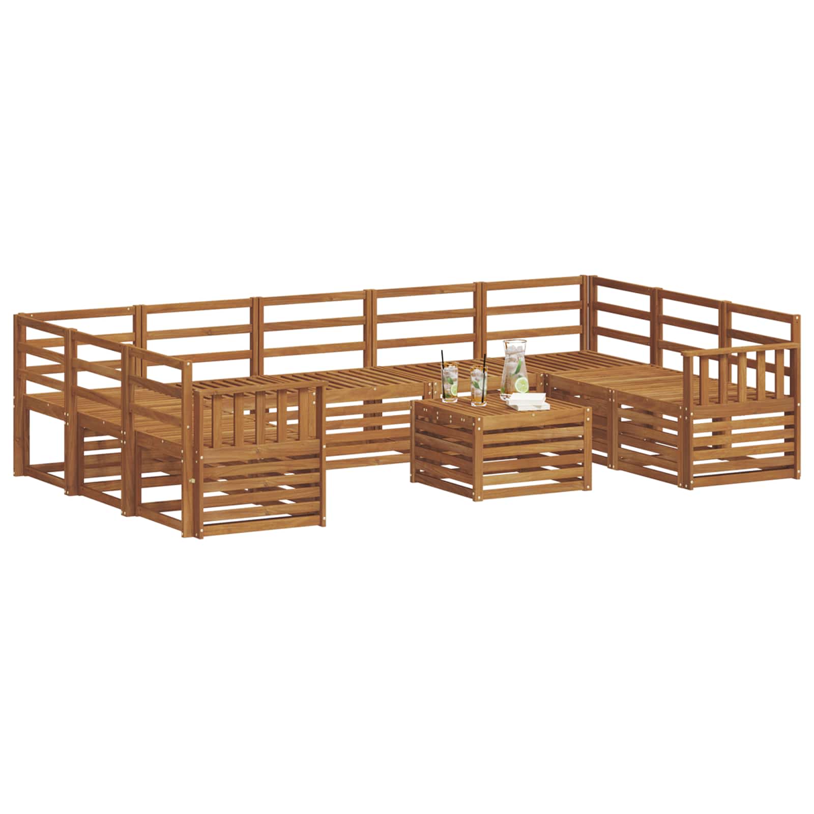 Ensembles de canapés 10 pcs Naturel Bois d'Acacia Massif - XIOS