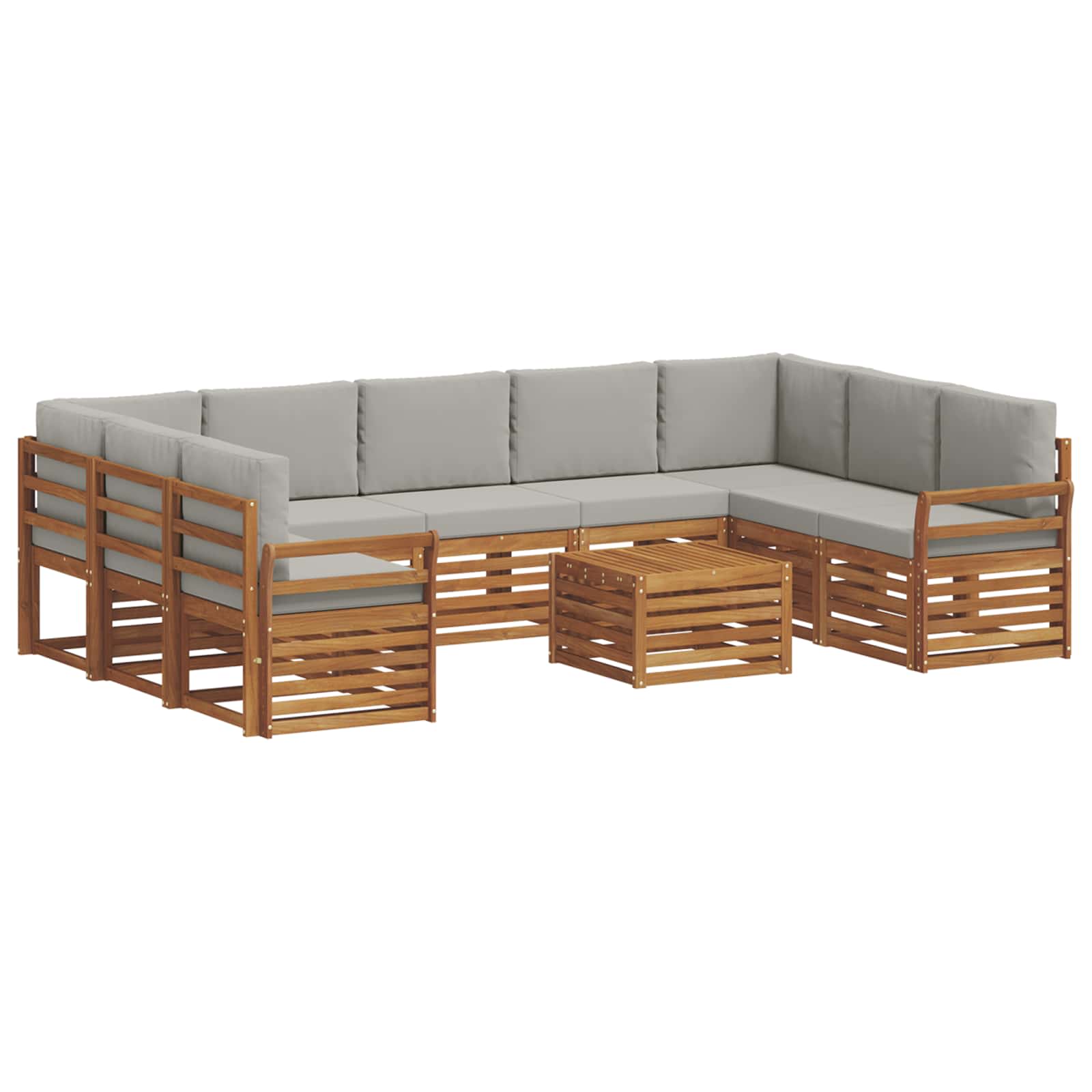 Ensembles de canapés avec coussin 10 pcs Gris Naturel et Clair