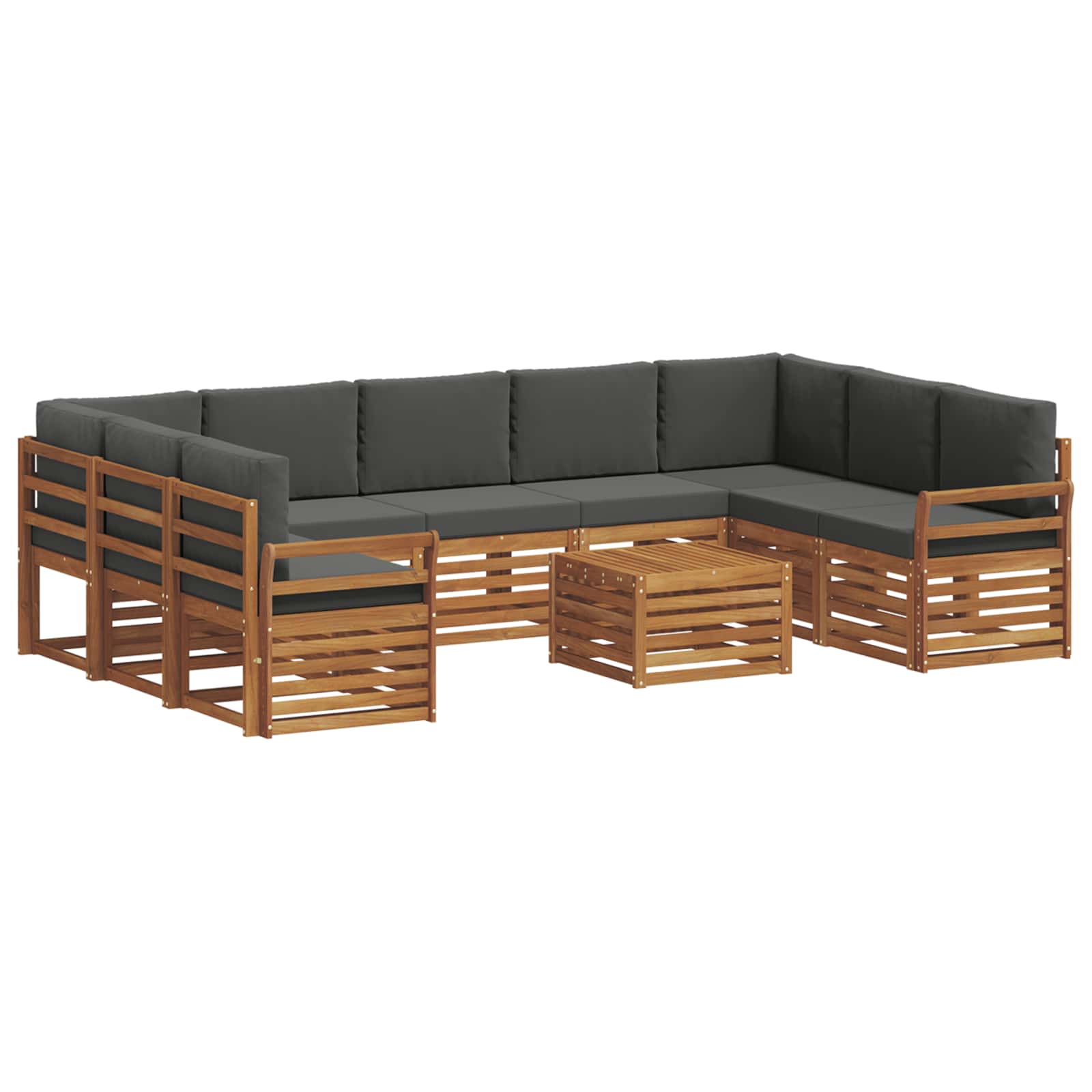 Ensembles de canapés avec coussin 10 pcs Naturel et Anthracite