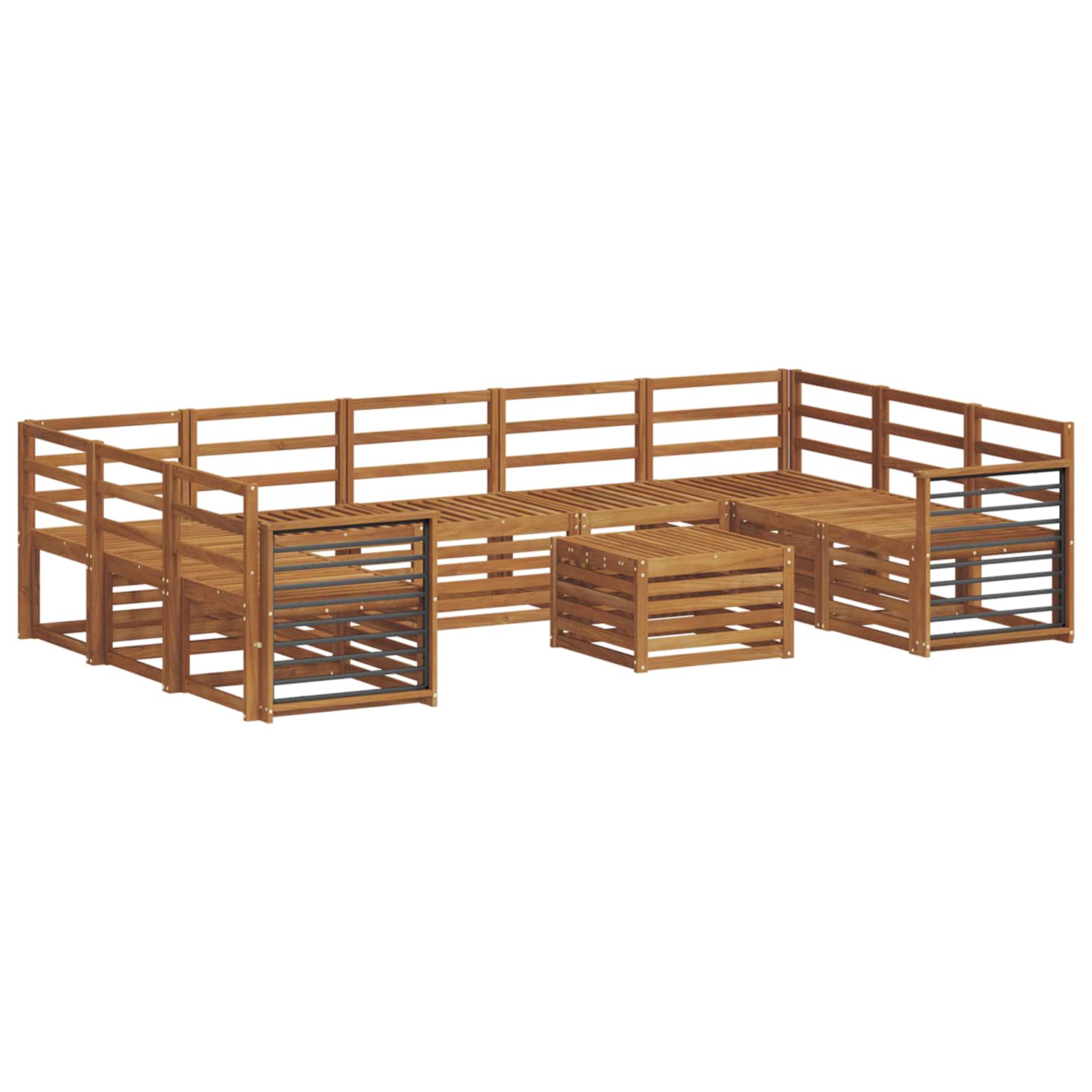 Ensembles de canapés 10 pcs Naturel Bois d'Acacia Massif - XIOS