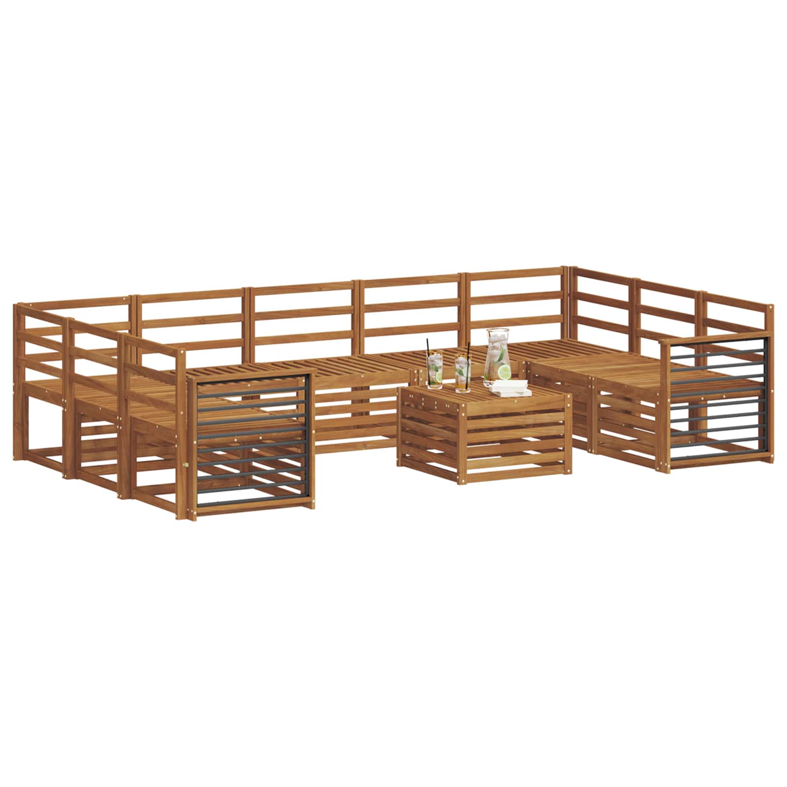 Ensembles de canapés 10 pcs Naturel Bois d'Acacia Massif - XIOS