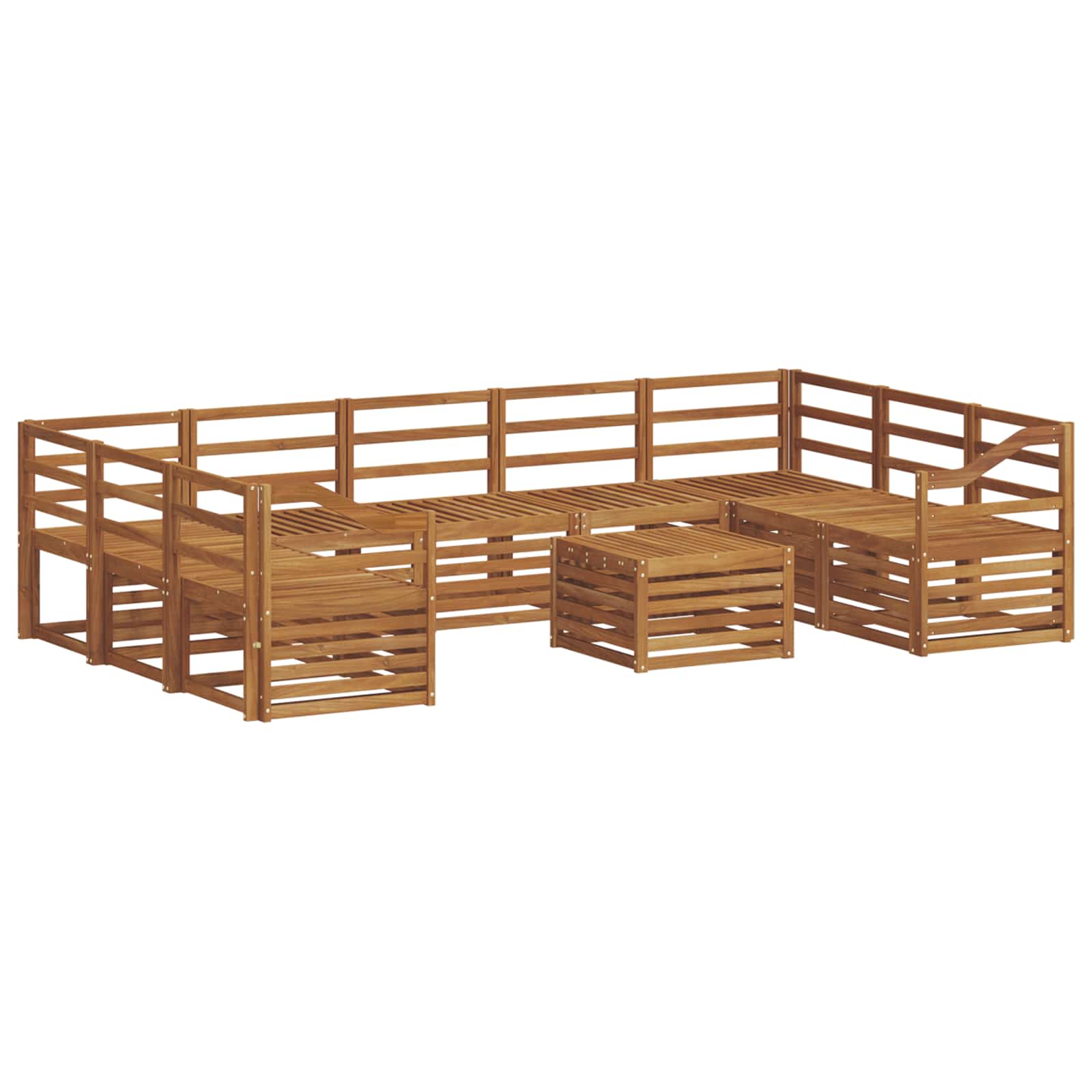 Ensembles de canapés 10 pcs Naturel Bois d'Acacia Massif - XIOS