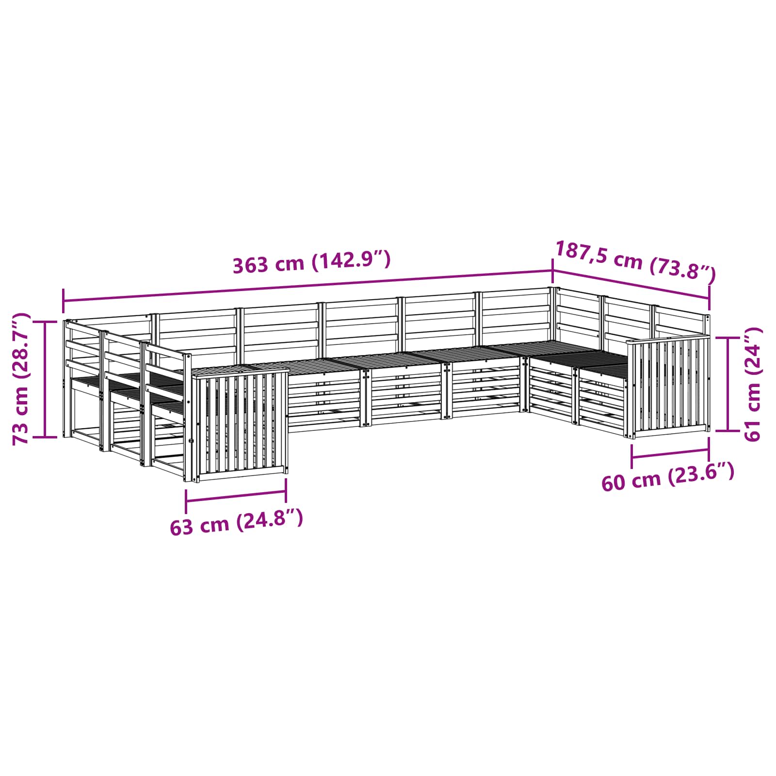 Ensemble de canapé d'angle 10 pcs Naturel - XIOS
