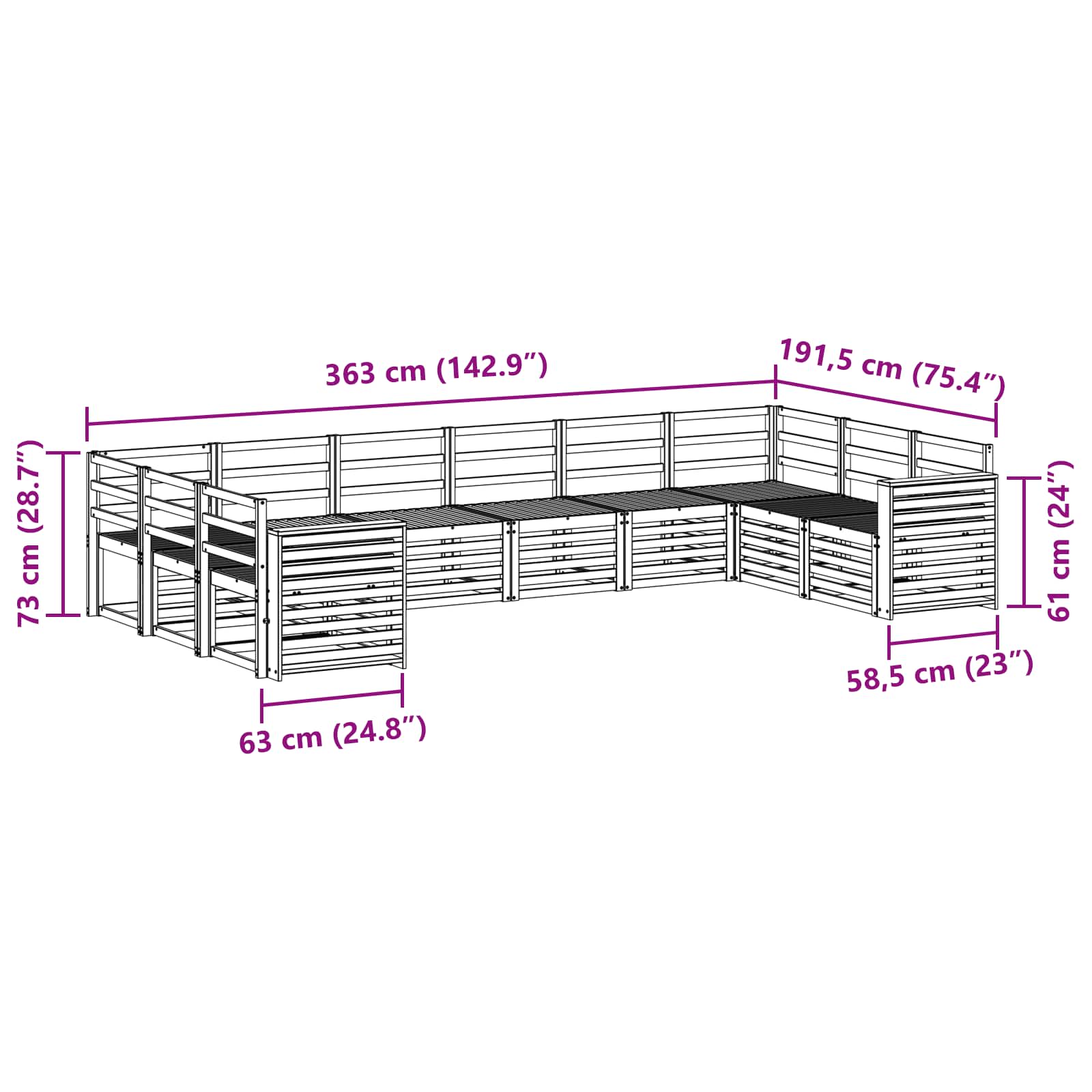 Ensemble de canapé d'angle 10 pcs Naturel - XIOS