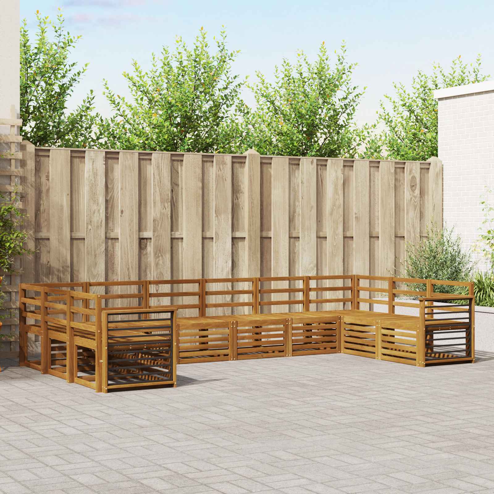 Ensembles de canapés 10 pcs Naturel Bois d'Acacia Massif - XIOS