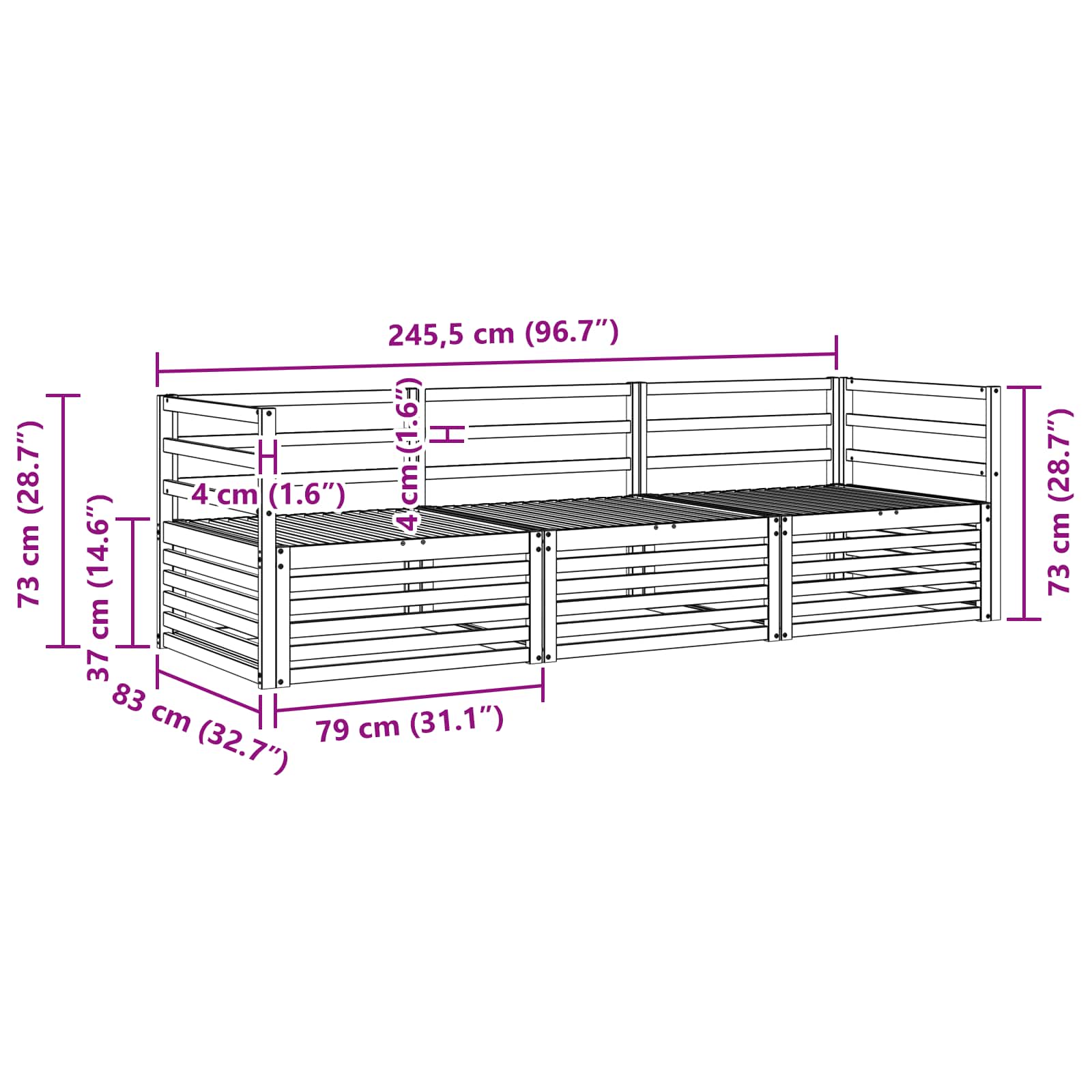 Ensemble de canapés d'extérieur 3 pcs Naturel - XIOS