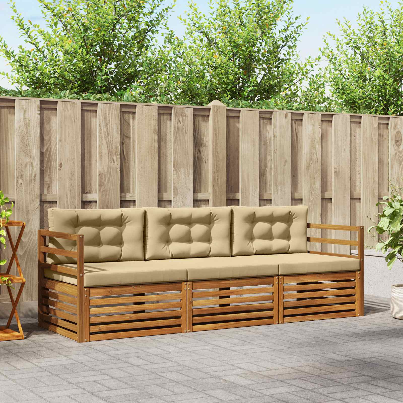 Ensemble de canapés d'extérieur 3 pcs Naturel et Beige - XIOS