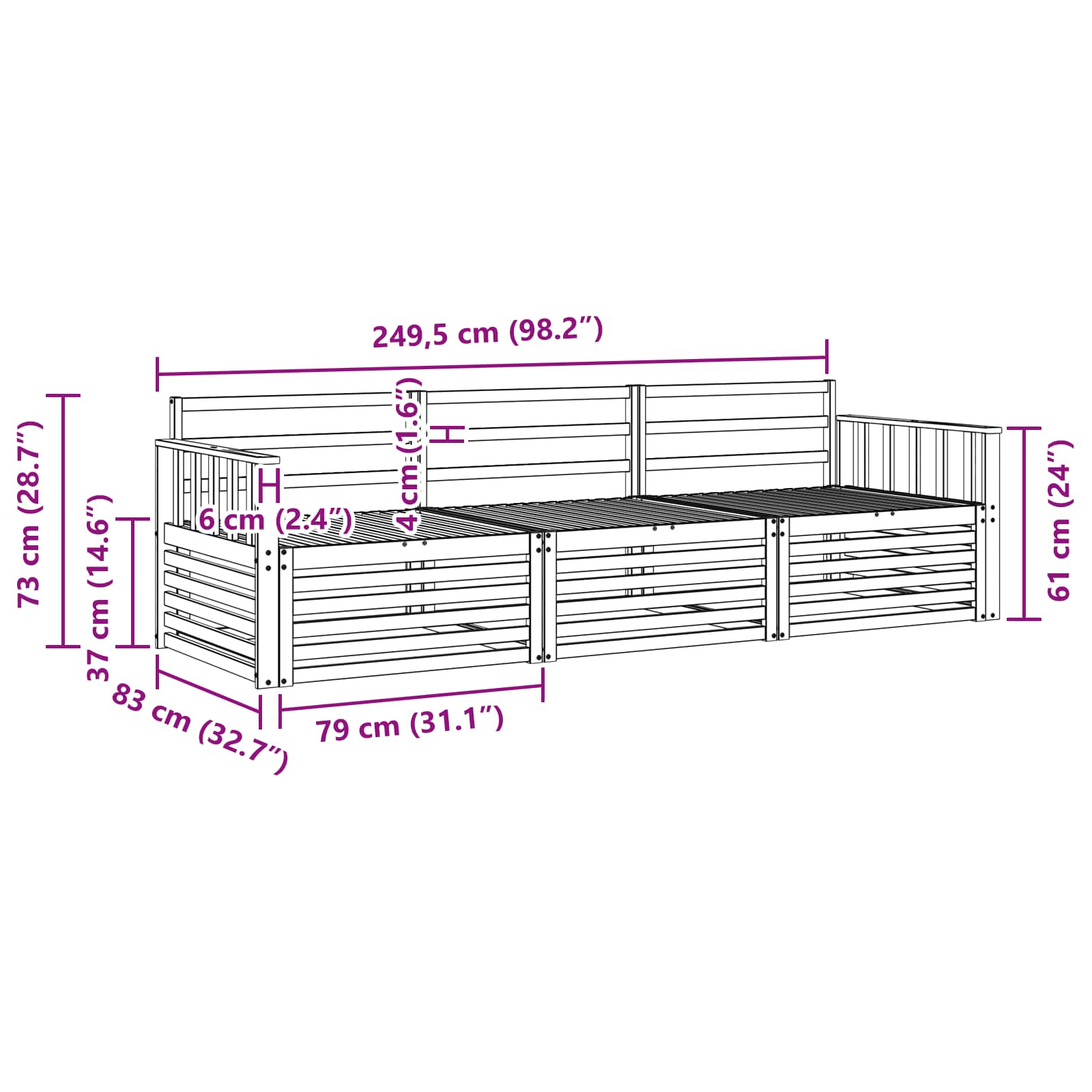 Ensemble de canapés d'extérieur 3 pcs Naturel - XIOS