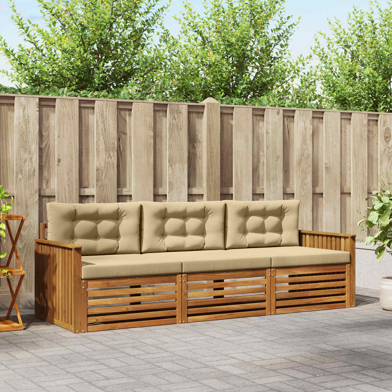 Ensemble de canapés d'extérieur 3 pcs Naturel et Beige - XIOS