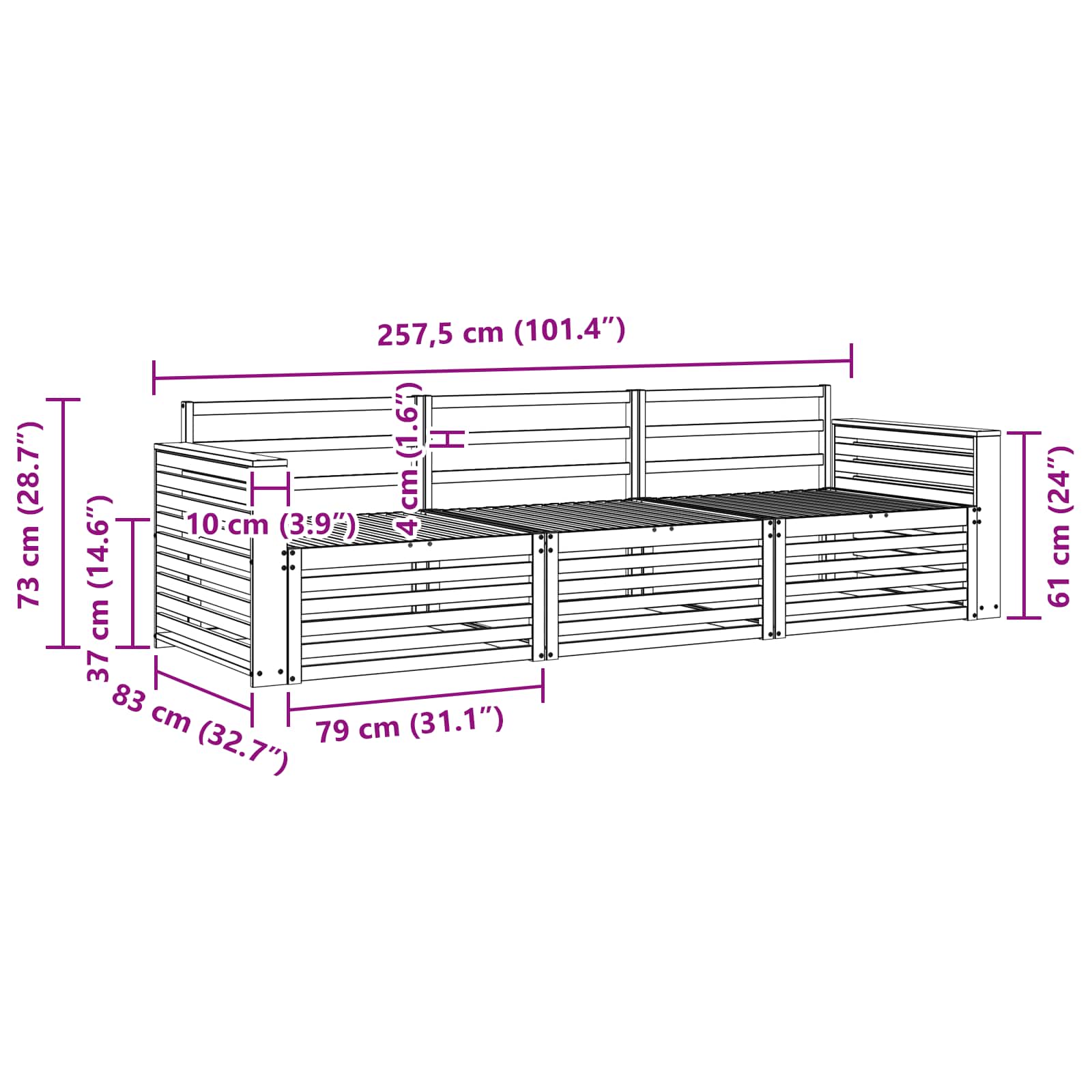 Ensemble de canapés d'extérieur 3 pcs Naturel - XIOS