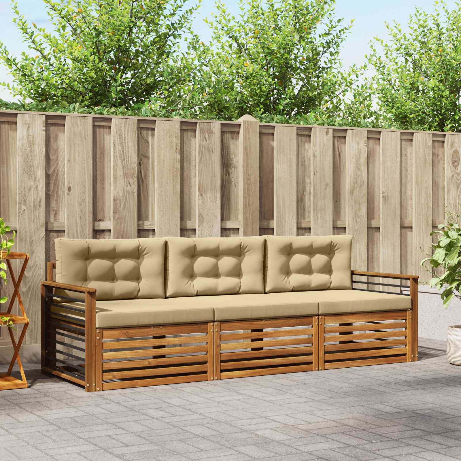 Ensemble de canapés d'extérieur 3 pcs Naturel et Beige - XIOS