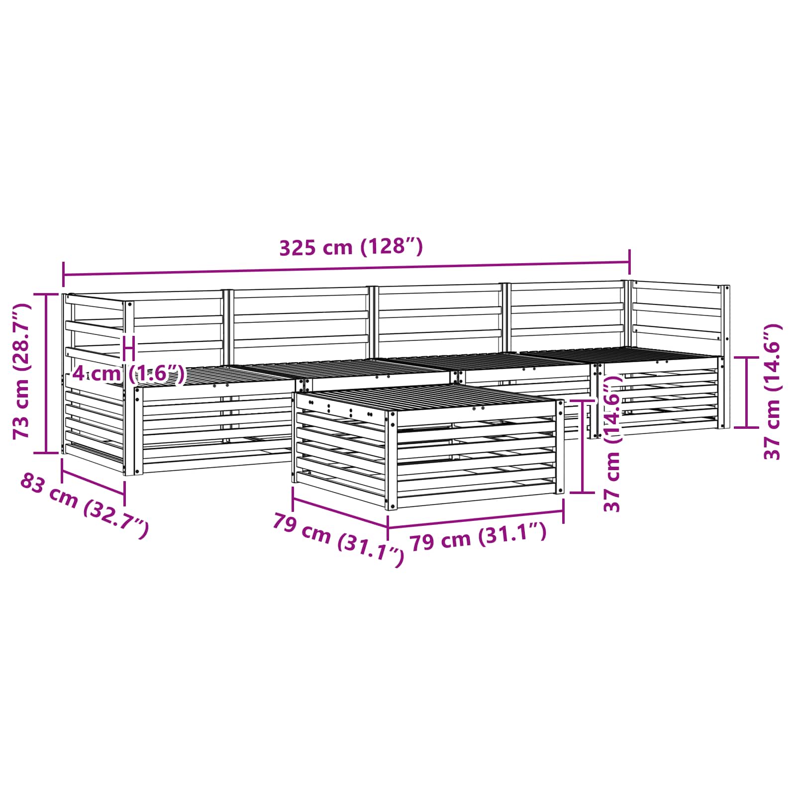 Ensemble de canapés d'extérieur 5 pcs Naturel - XIOS