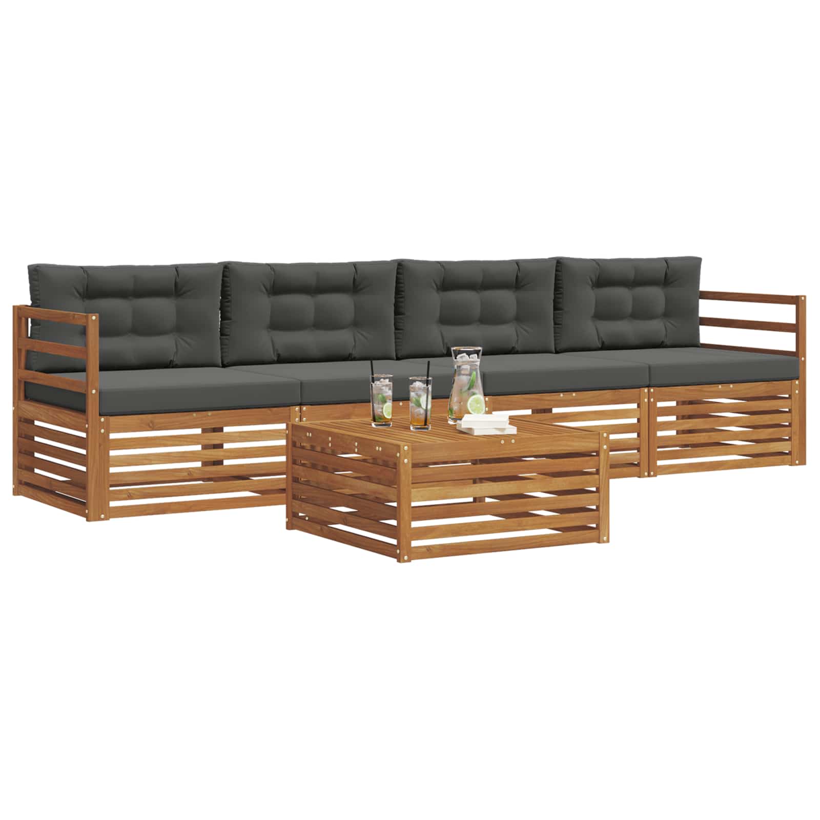 Ensemble de canapés d'extérieur 5 pcs Naturel et Anthracite - XIOS