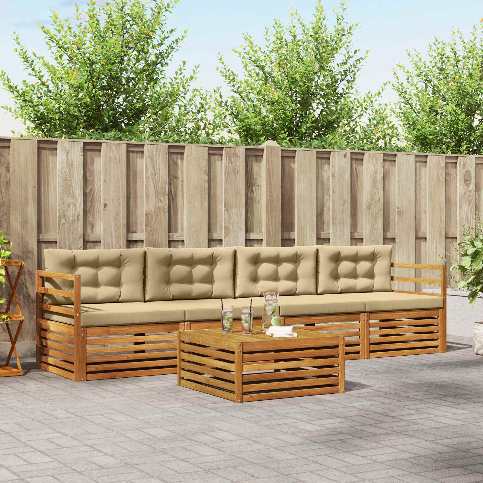 Ensemble de canapés d'extérieur 5 pcs Naturel et Beige - XIOS