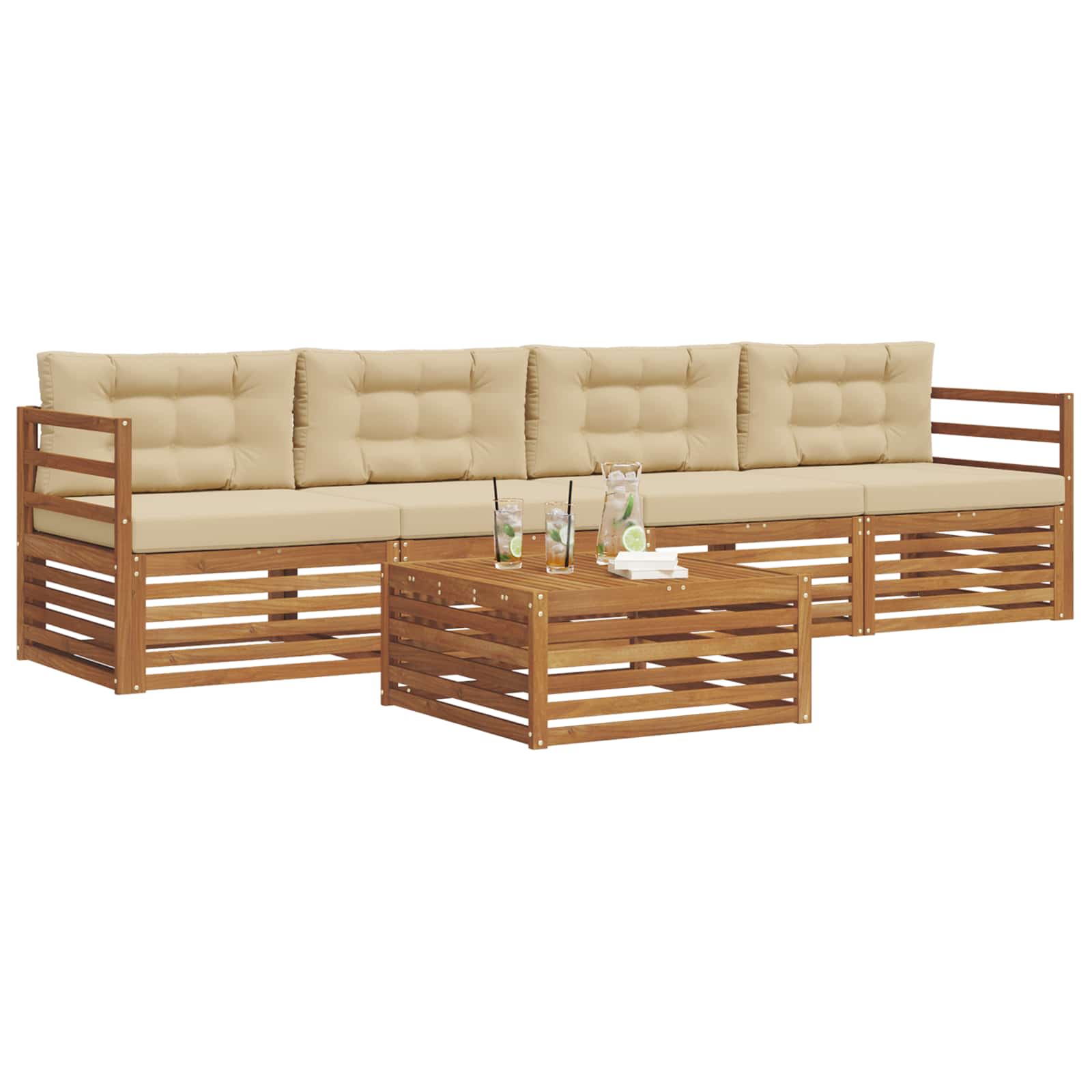 Ensemble de canapés d'extérieur 5 pcs Naturel et Beige - XIOS