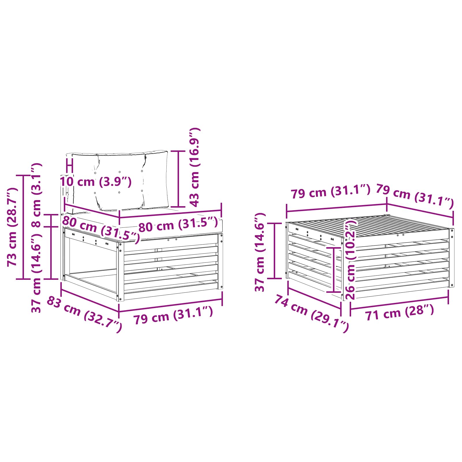 Ensemble de canapés d'extérieur 5 pcs Naturel et Beige - XIOS