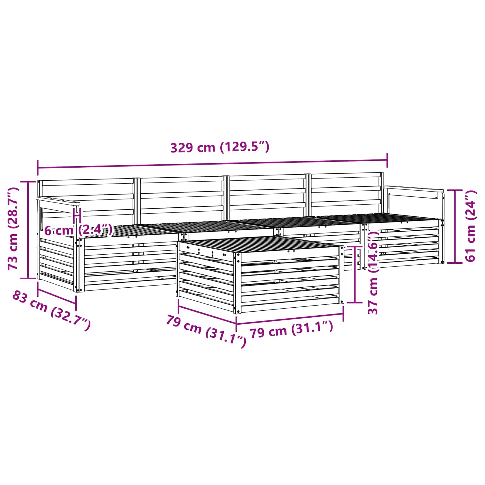 Ensemble de canapés d'extérieur 5 pcs Naturel - XIOS