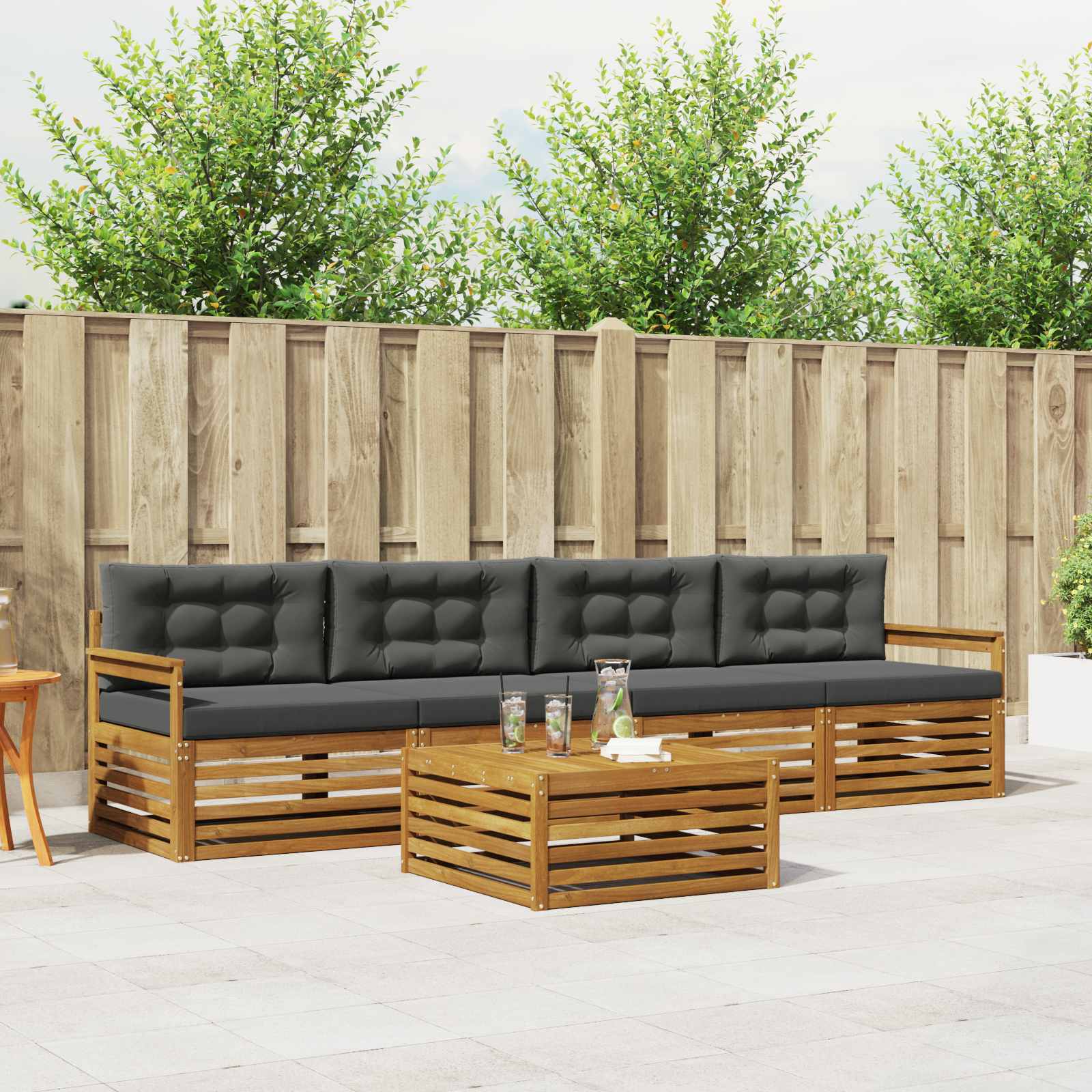 Ensemble de canapés d'extérieur 5 pcs Naturel et Anthracite - XIOS