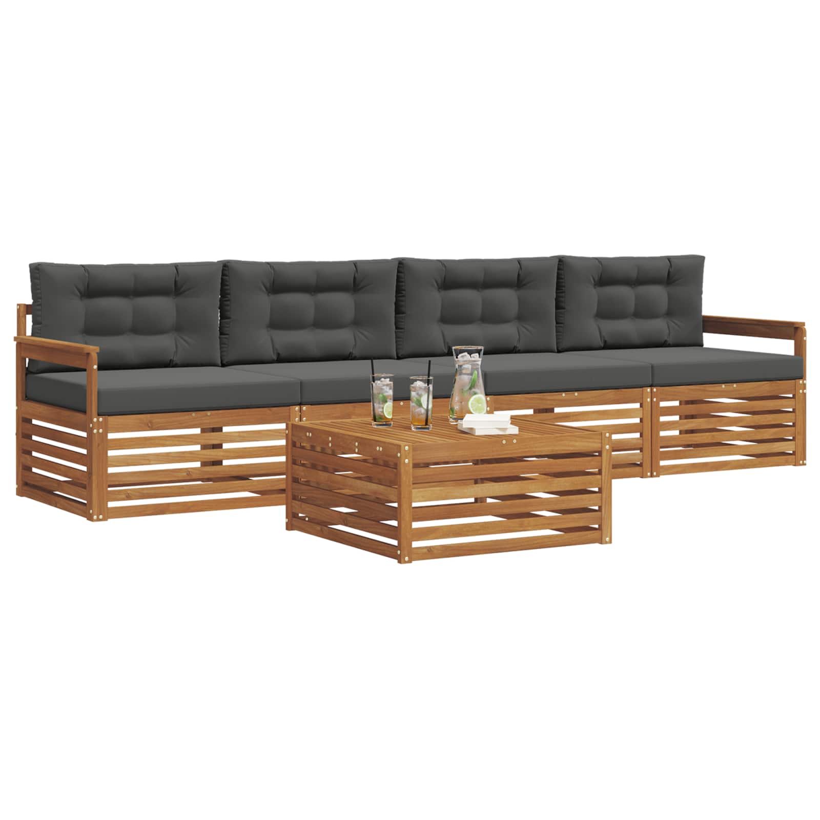 Ensemble de canapés d'extérieur 5 pcs Naturel et Anthracite - XIOS