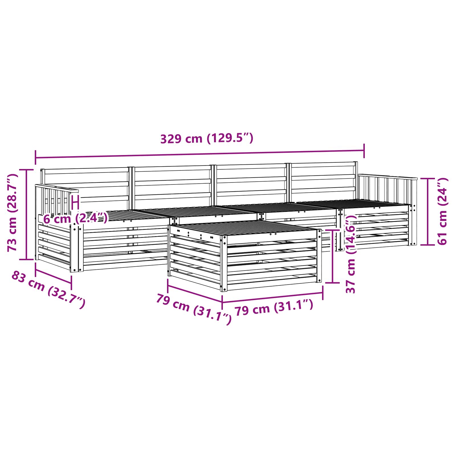 Ensemble de canapés d'extérieur 5 pcs Naturel - XIOS
