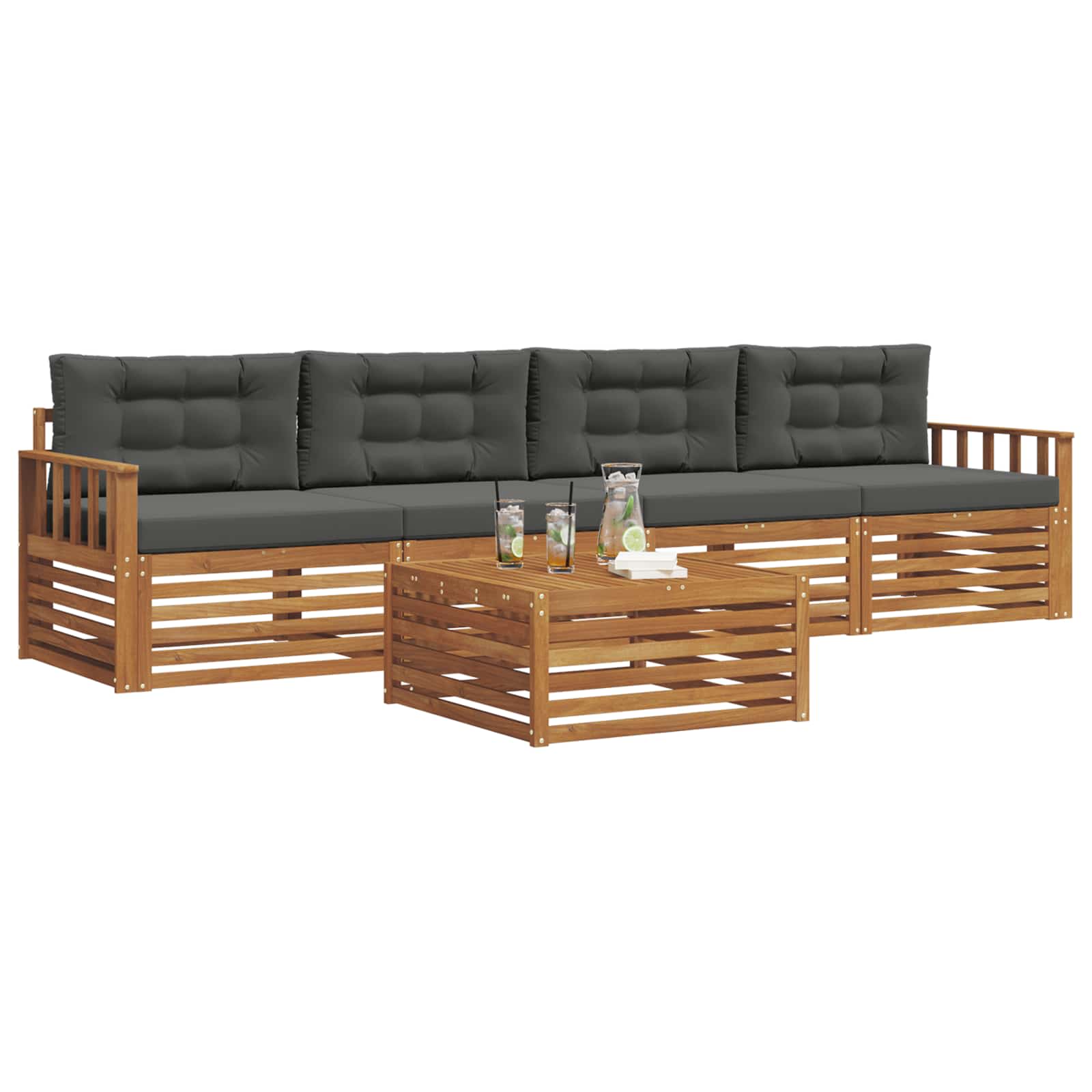 Ensemble de canapés d'extérieur 5 pcs Naturel et Anthracite - XIOS