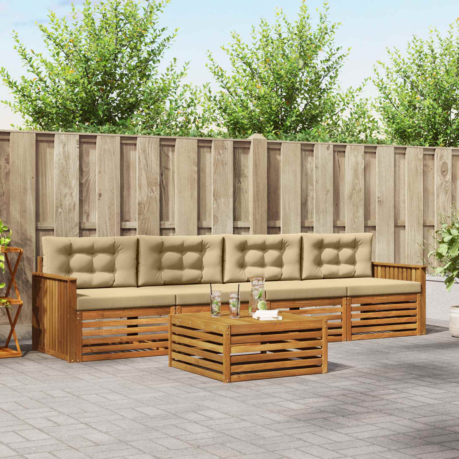 Ensemble de canapés d'extérieur 5 pcs Naturel et Beige - XIOS