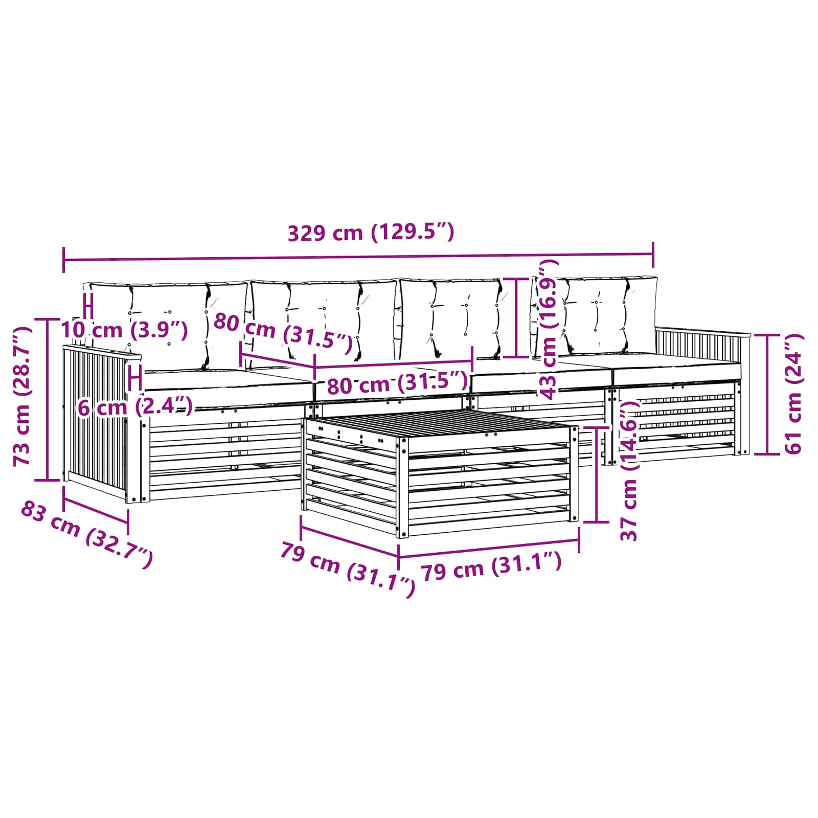 Ensemble de canapés d'extérieur 5 pcs Naturel et Beige - XIOS