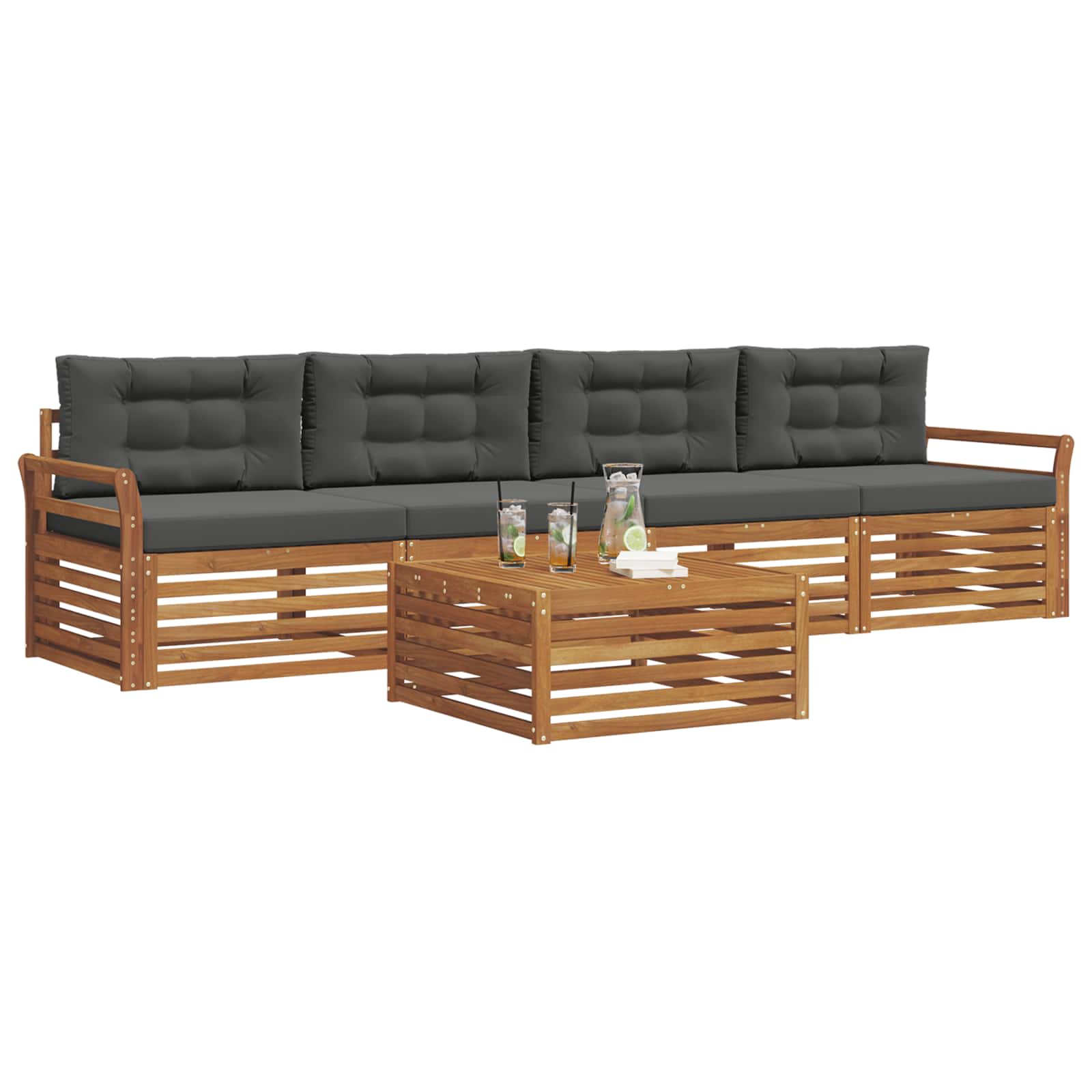 Ensemble de canapés d'extérieur 5 pcs Naturel et Anthracite - XIOS