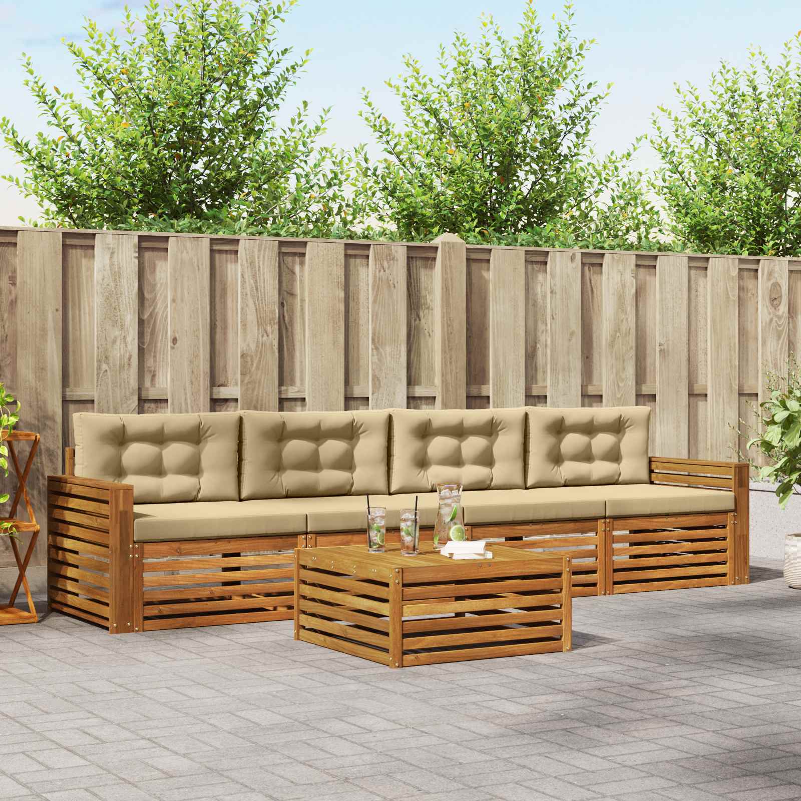Ensemble de canapés d'extérieur 5 pcs Naturel et Beige - XIOS