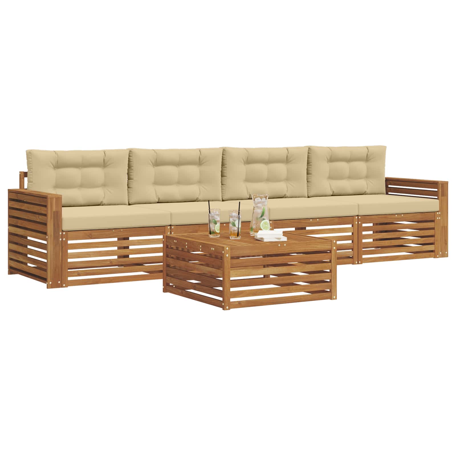 Ensemble de canapés d'extérieur 5 pcs Naturel et Beige - XIOS