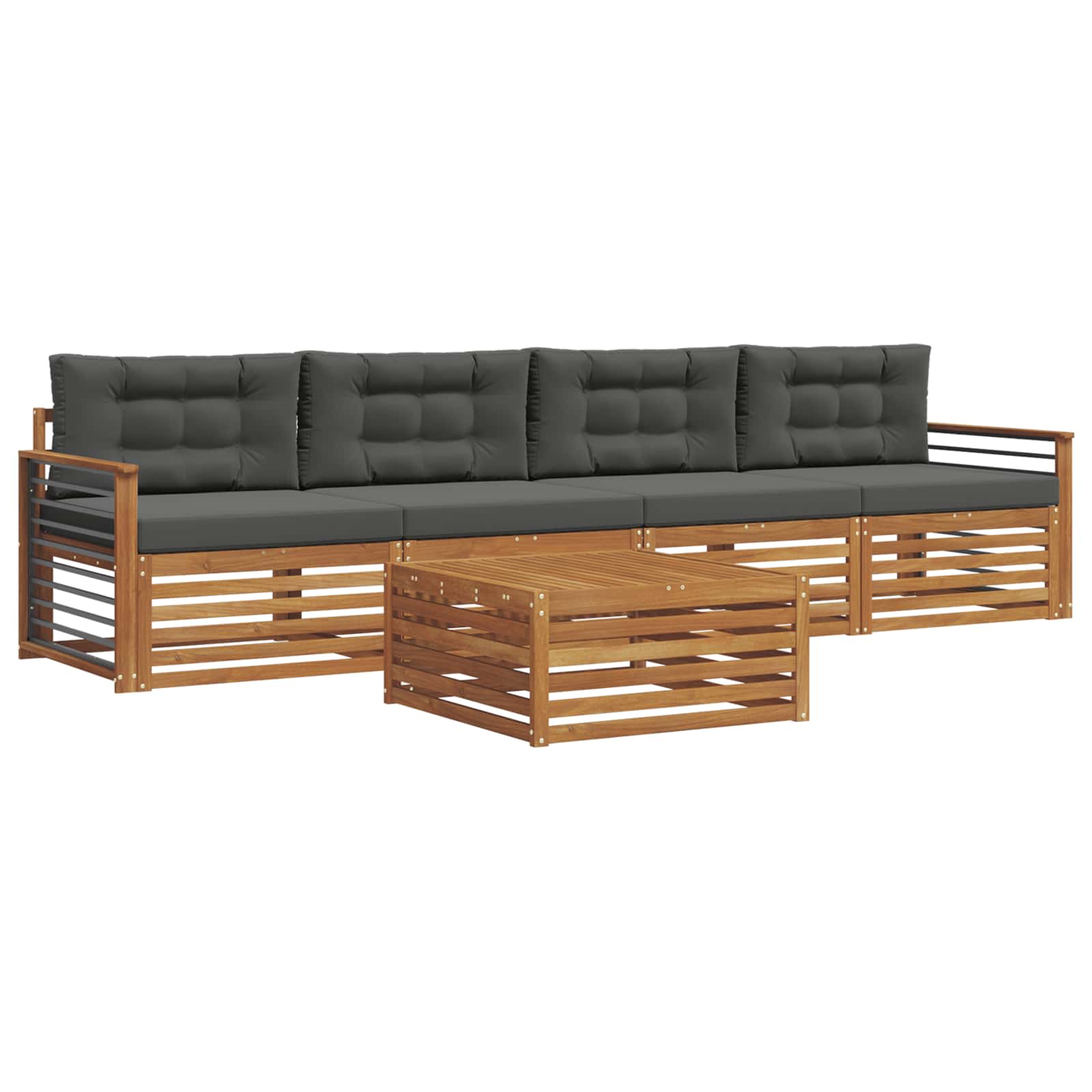 Ensemble de canapés d'extérieur 5 pc Naturel et Anthracite