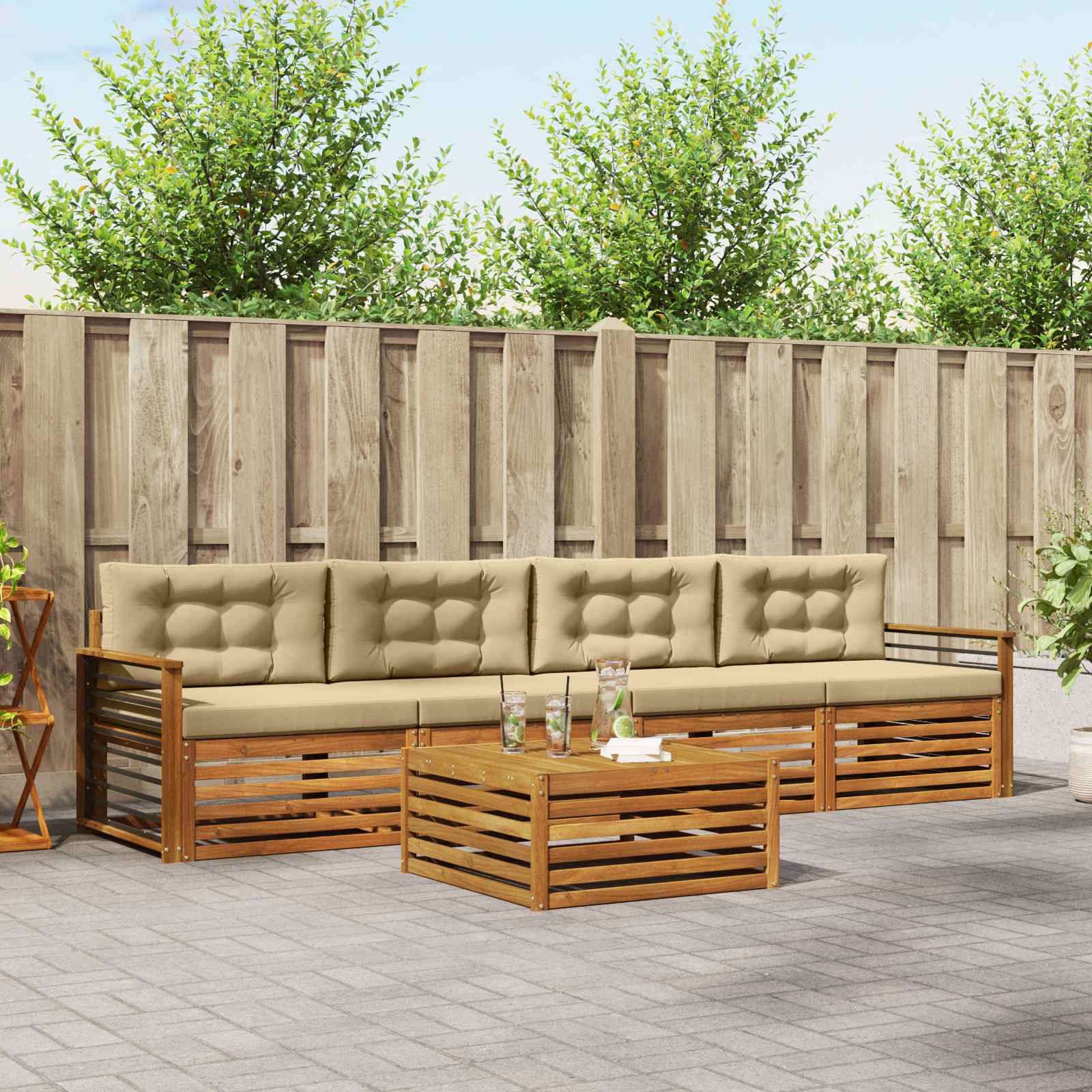 Ensemble de canapés d'extérieur 5 pcs Naturel et Beige - XIOS
