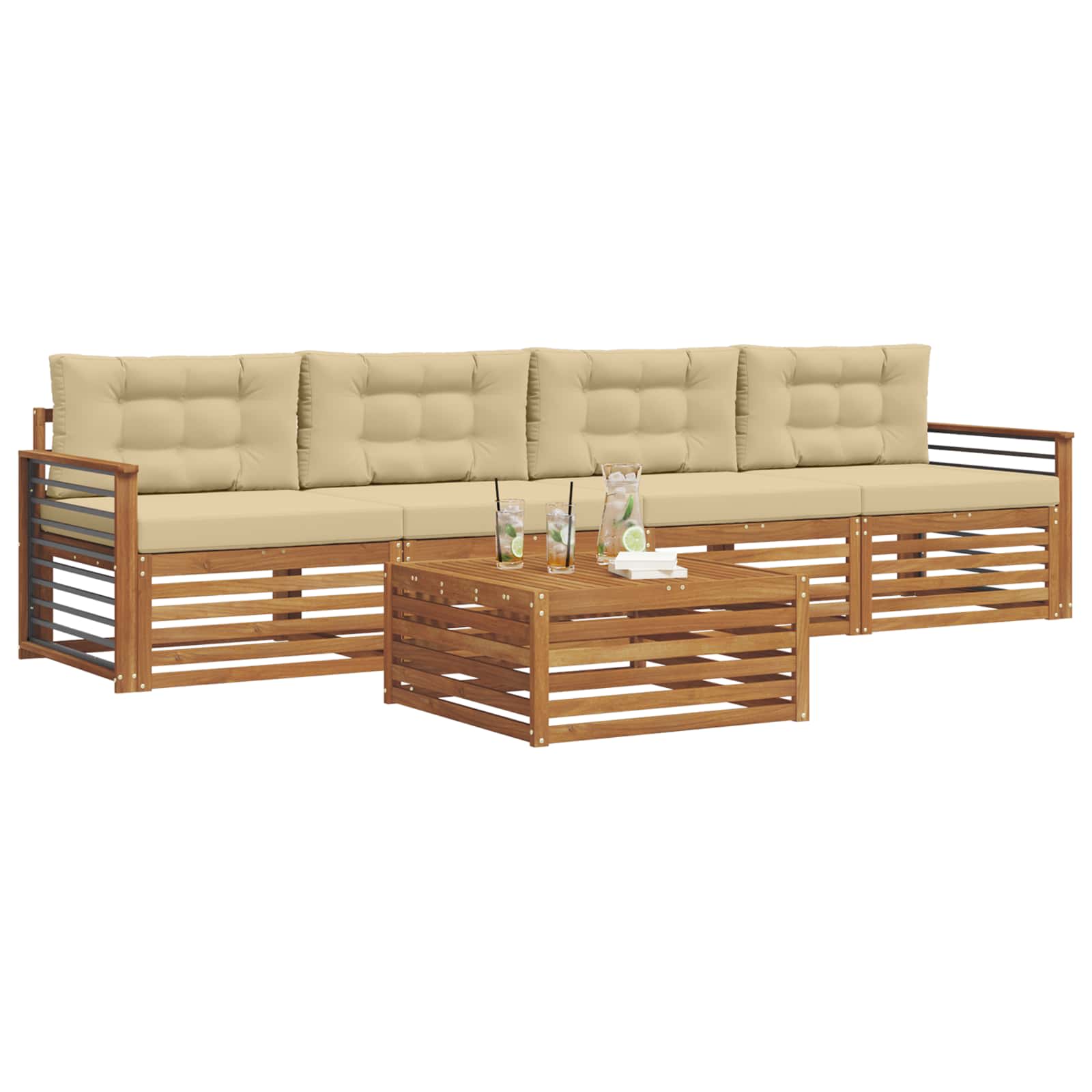Ensemble de canapés d'extérieur 5 pcs Naturel et Beige - XIOS