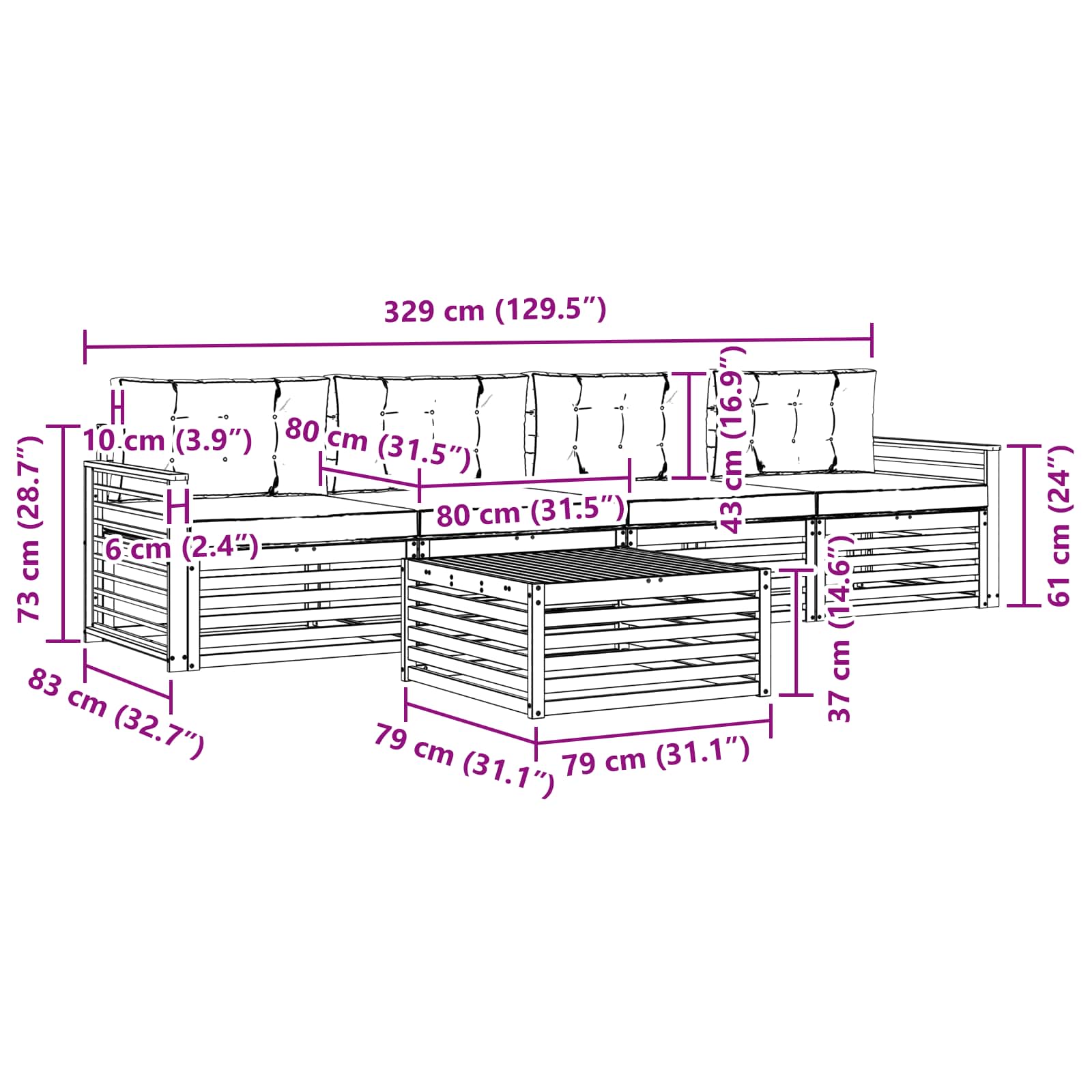 Ensemble de canapés d'extérieur 5 pcs Naturel et Beige - XIOS