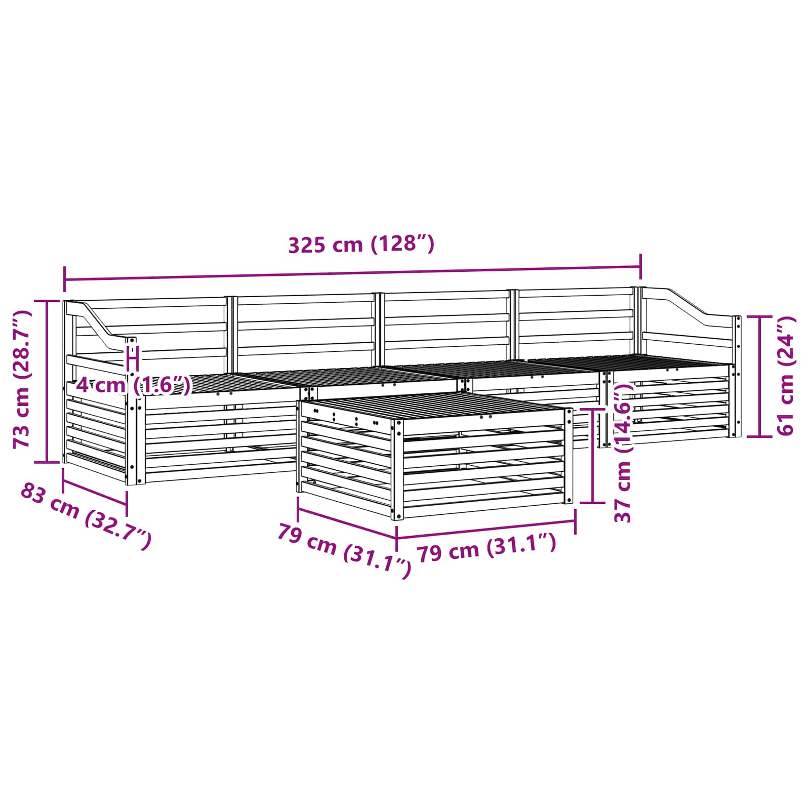 Ensemble de canapés d'extérieur 5 pcs Naturel - XIOS