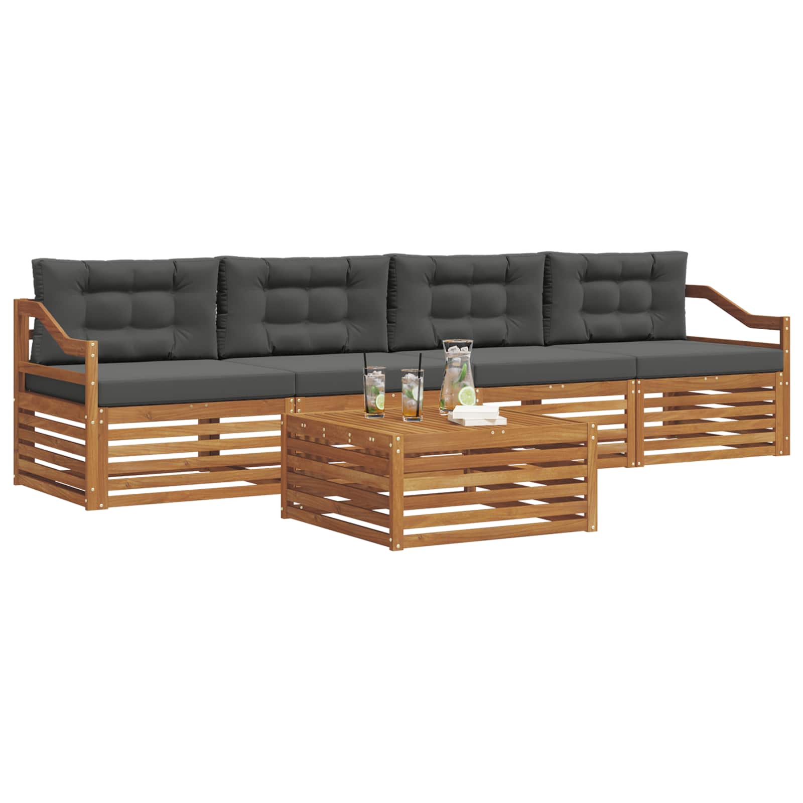 Ensemble de canapés d'extérieur 5 pcs Naturel et Anthracite - XIOS