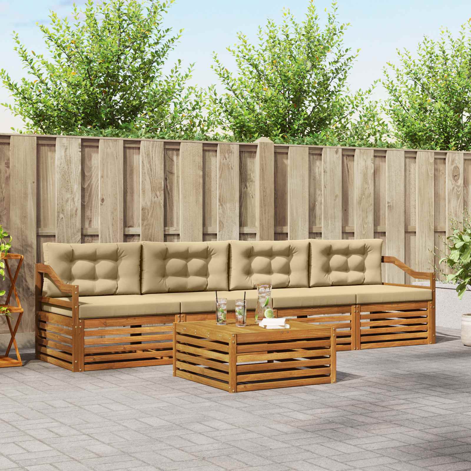 Ensemble de canapés d'extérieur 5 pcs Naturel et Beige - XIOS