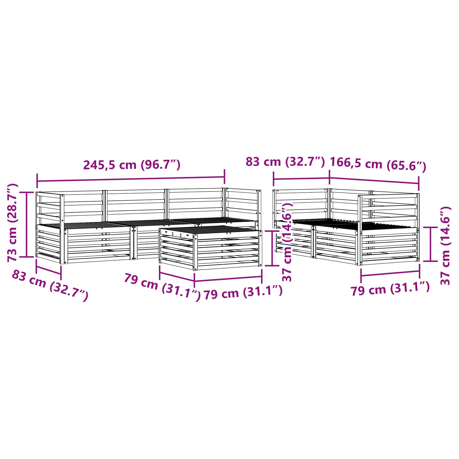 Ensemble de canapés d'extérieur 6 pcs Naturel - XIOS