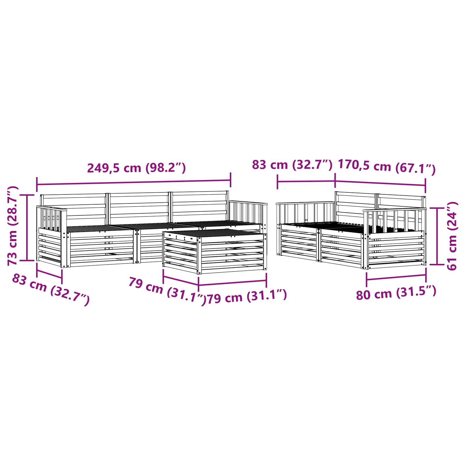Ensemble de canapés d'extérieur 6 pcs Naturel - XIOS