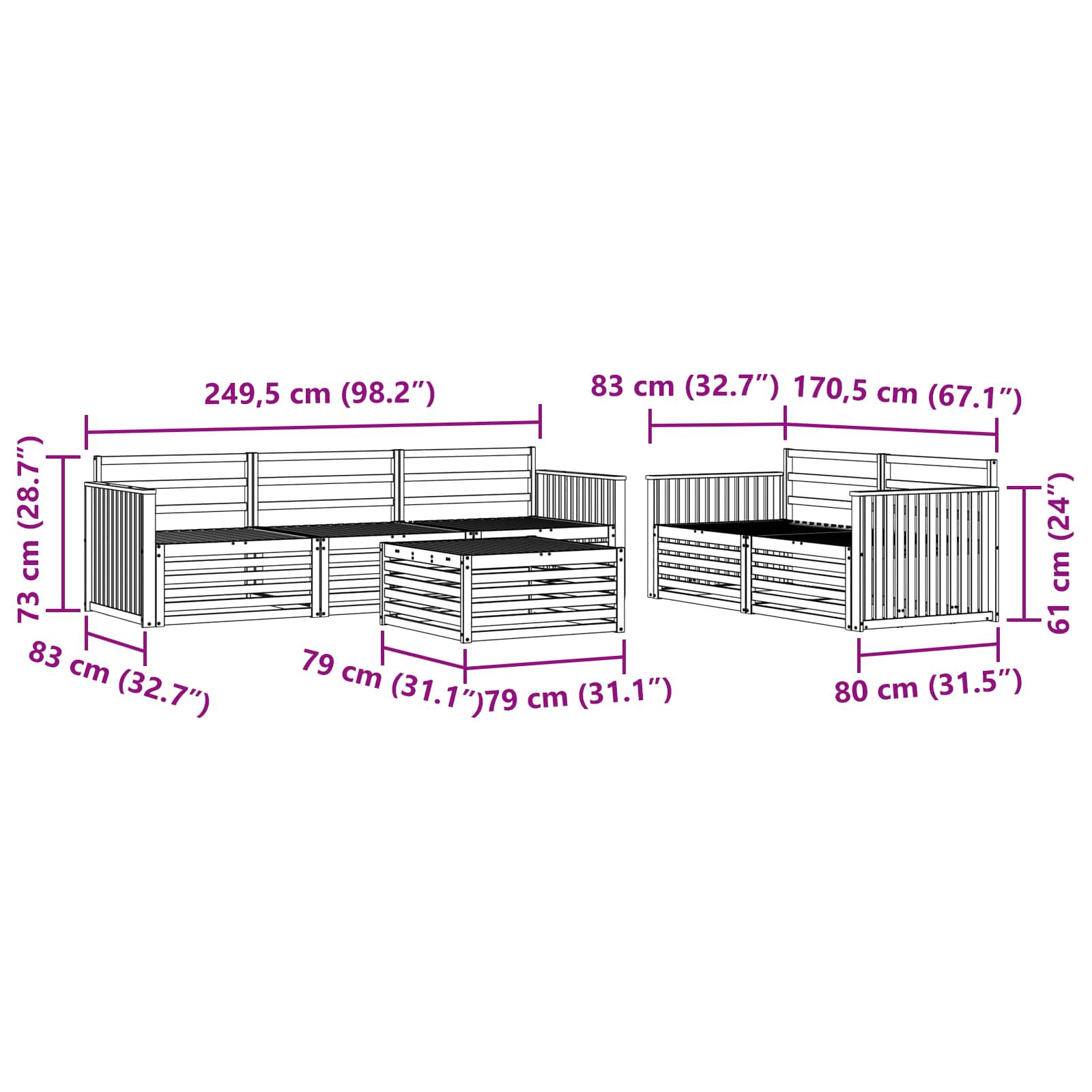 Ensemble de canapés d'extérieur 6 pcs Naturel - XIOS
