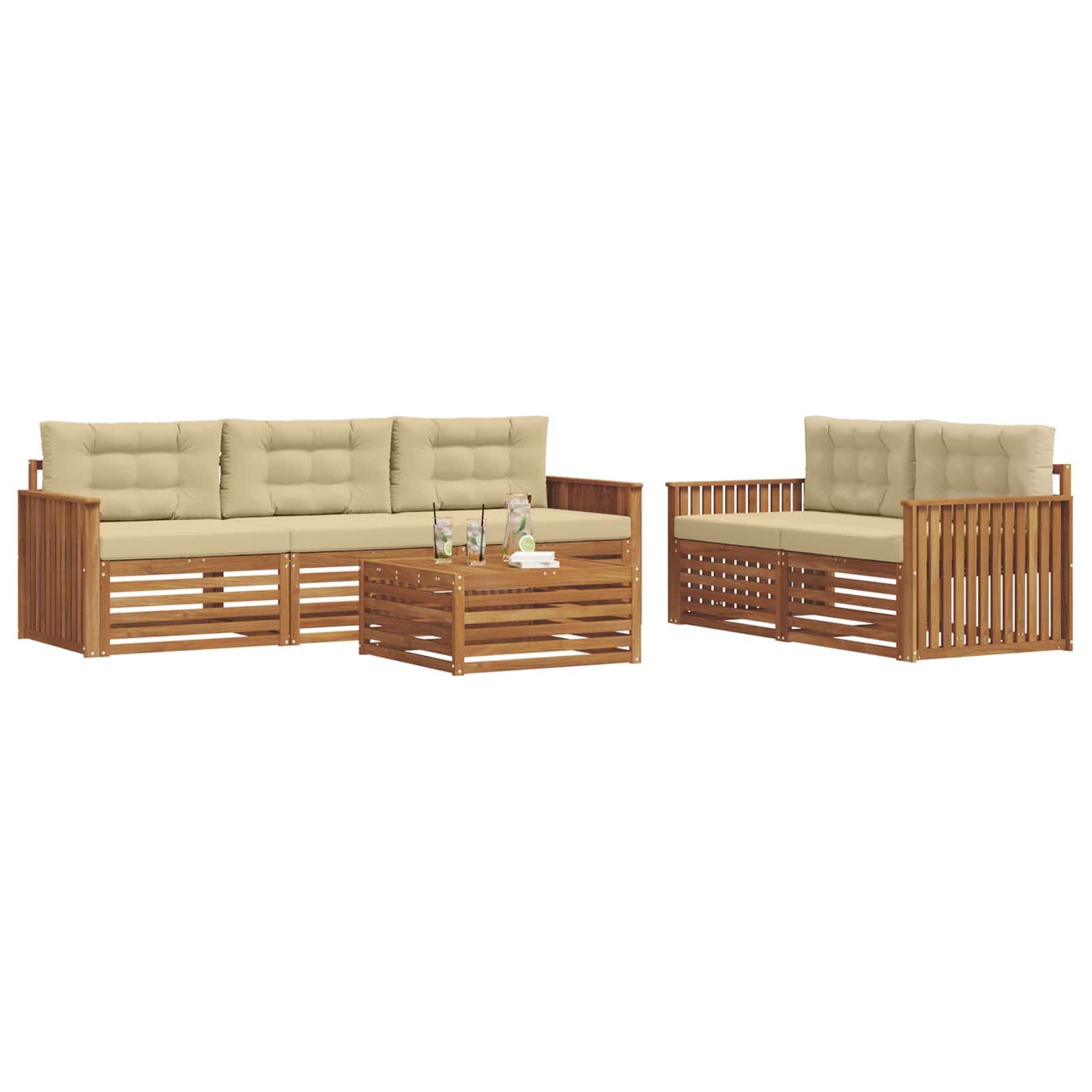 Ensemble de canapés d'extérieur 6 pcs Naturel et Beige - XIOS
