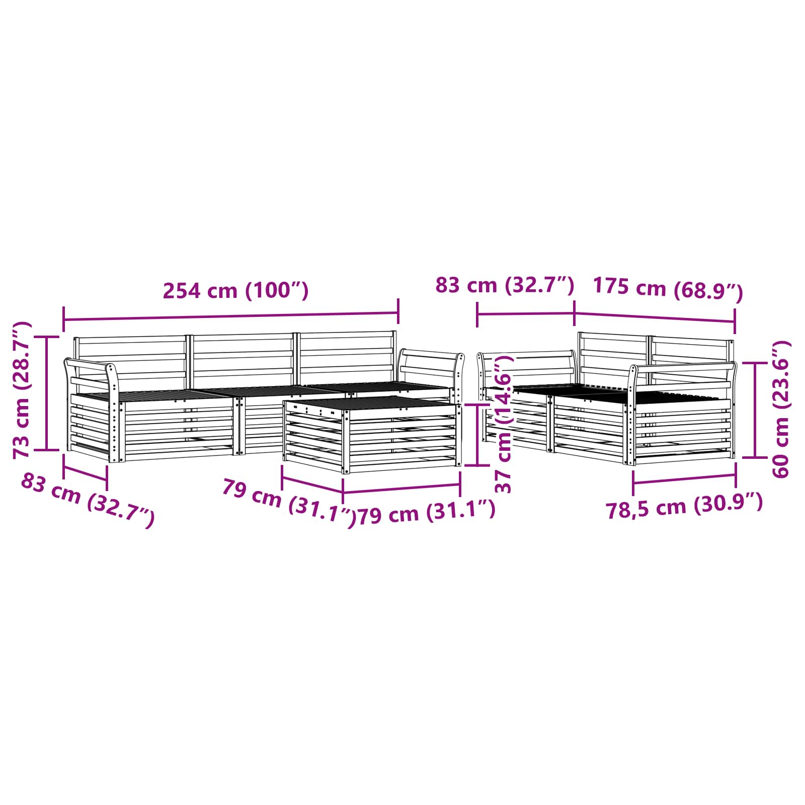 Ensemble de canapés d'extérieur 6 pcs Naturel - XIOS
