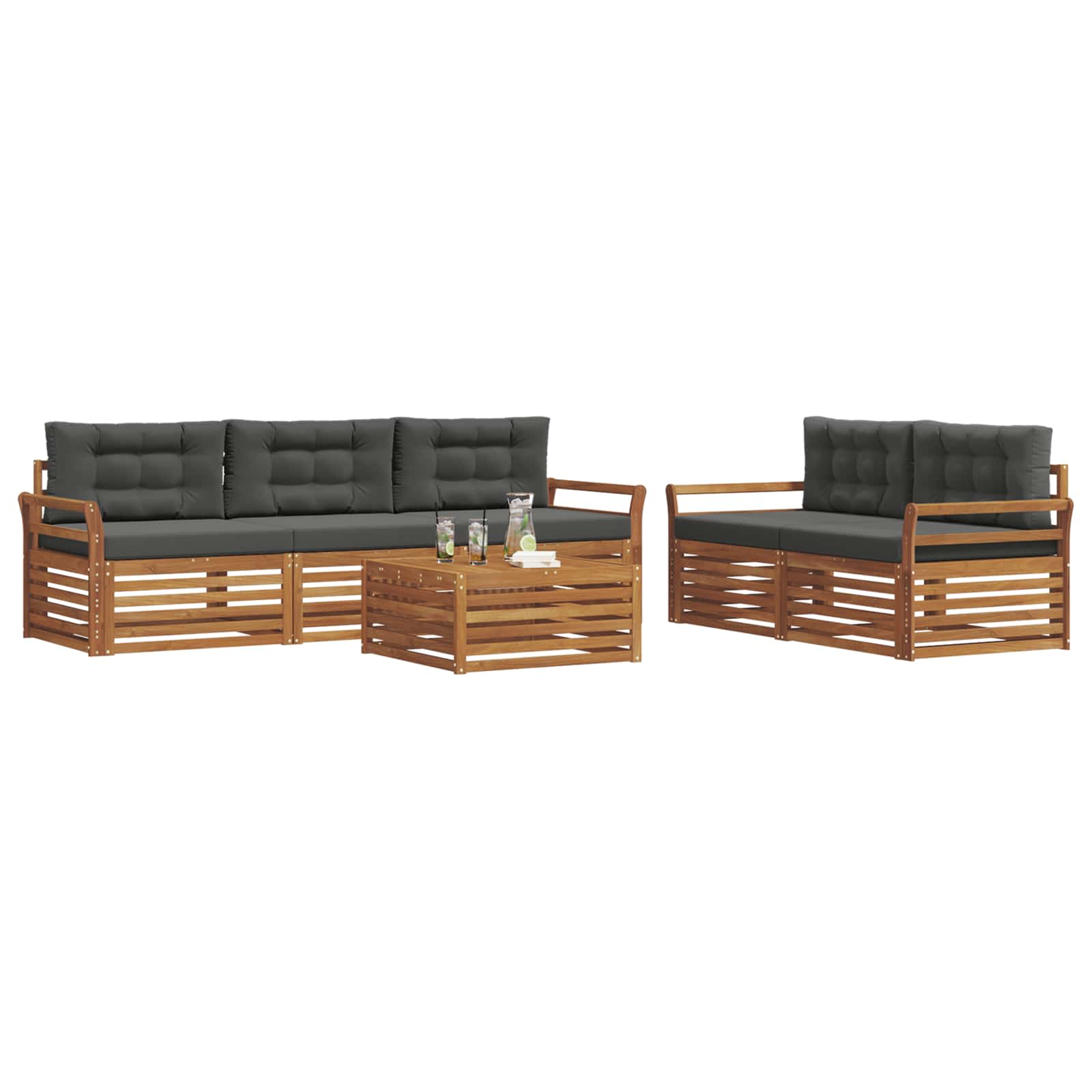 Ensemble de canapés d'extérieur 6 pcs Naturel et Anthracite - XIOS